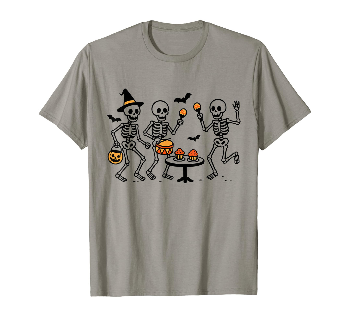Halloween Skeleton Party with Lantern and Drum Funny Design T-Shirt