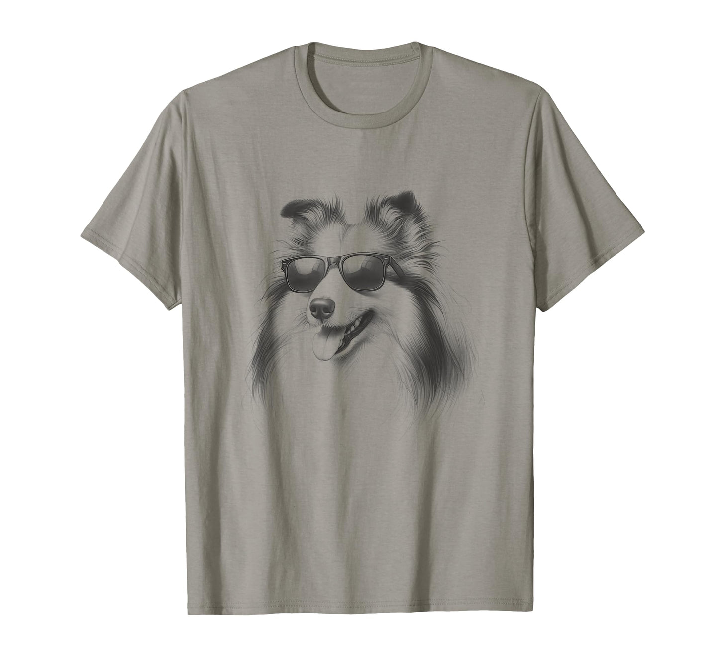 Vintage Shetland Sheepdog with Sunglasses Drawing Sheltie T-Shirt