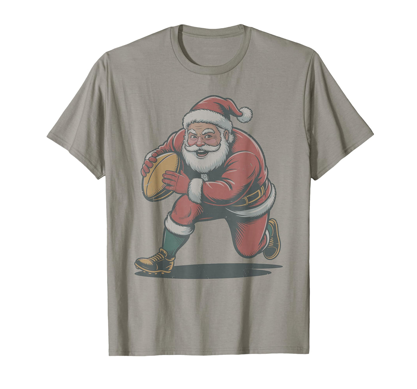 Santa Playing Rugby Christmas Holiday Retro Vintage 90s T-Shirt