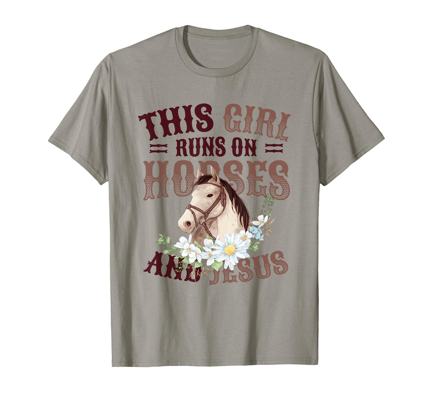 This Girl Runs On Horses And Jesus Girls Horse T-Shirt