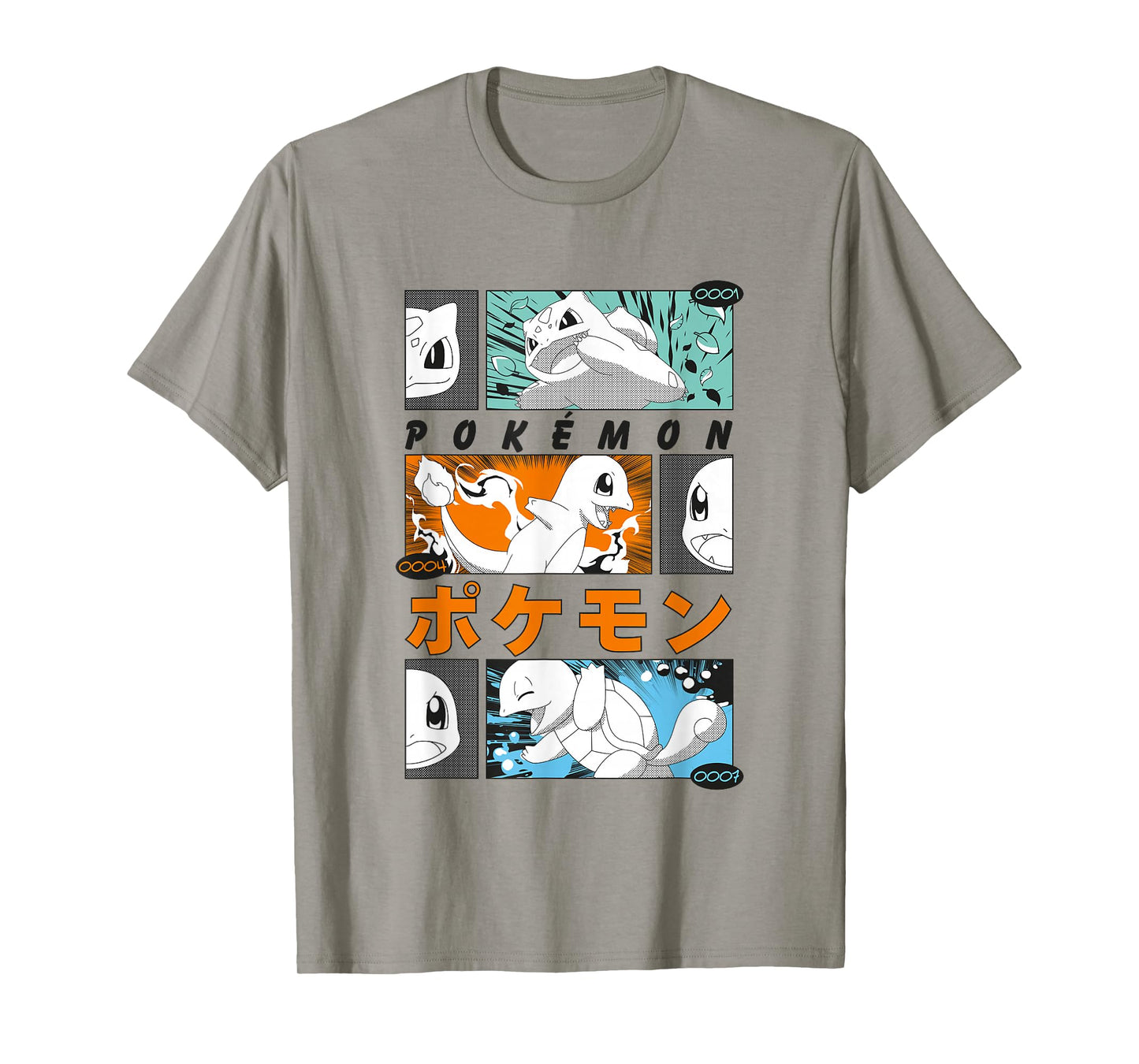 Pokémon Kanto Starters Vintage Manga Action Panels T-Shirt