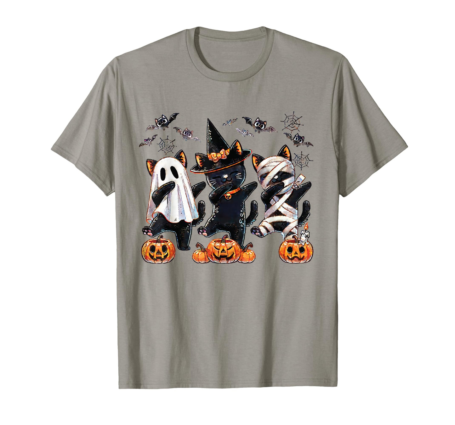 Halloween Black Cat Ghost Witch Mummy Dabbing Pumpkins Bats T-Shirt