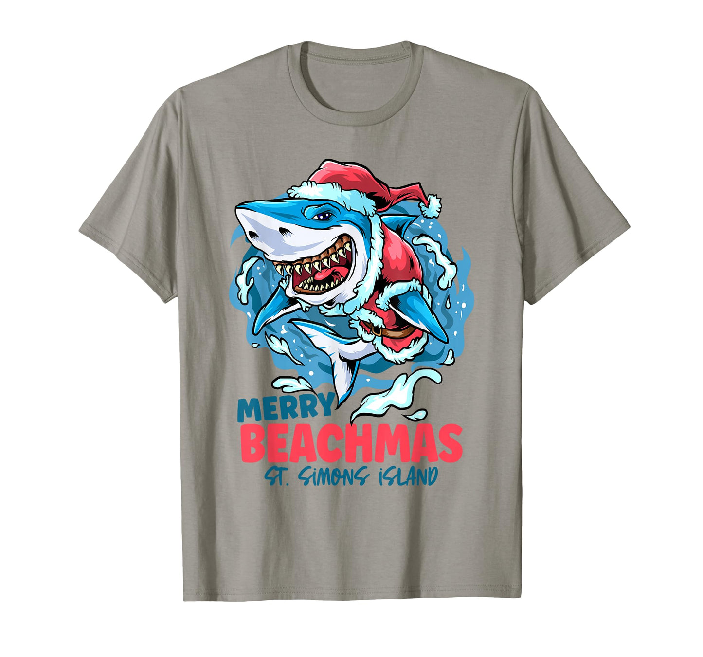St Simons Island Georgia Merry Beachmas Christmas Santa T-Shirt