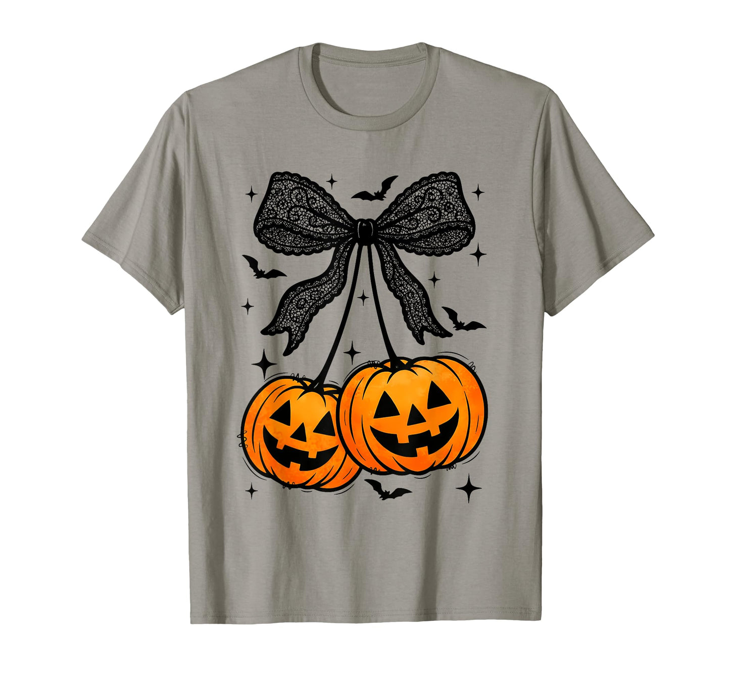 Funny Halloween Pumpkin Cherries Fall Autumn Coquette Bow T-Shirt