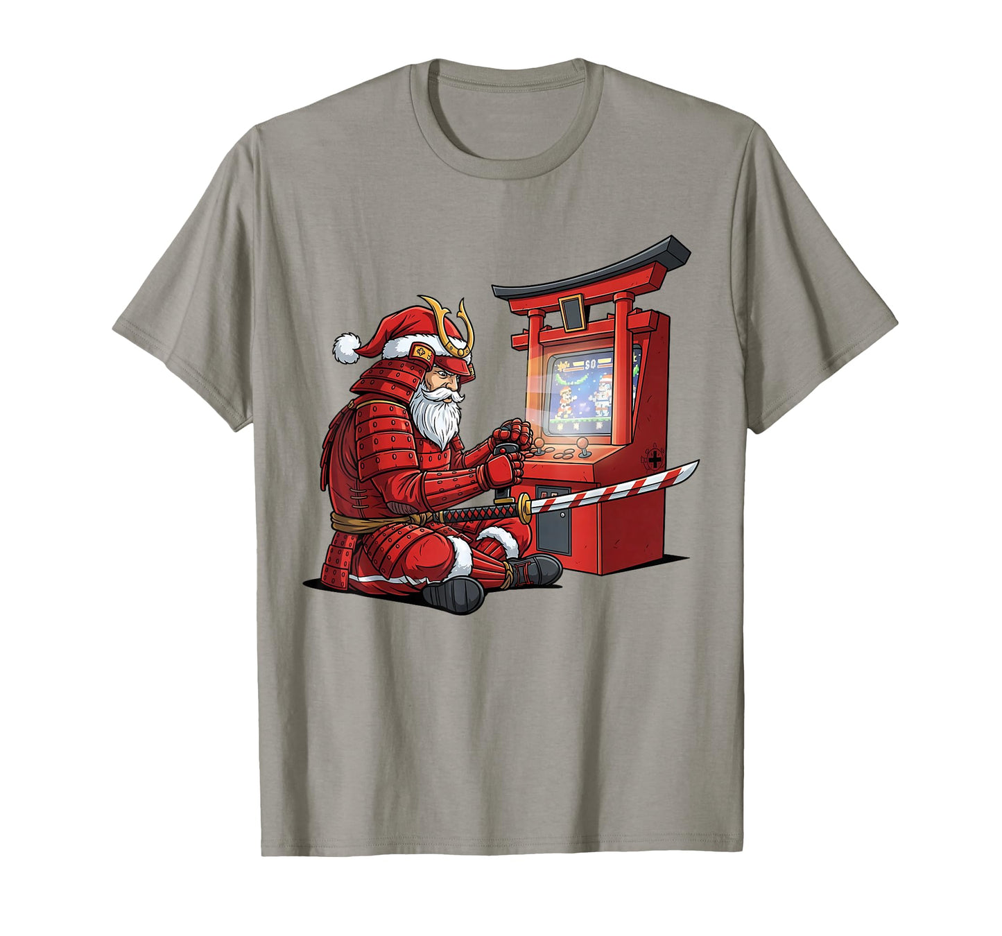 Santa Samurai Gamer Funny Arcade Fighting Christmas Boys T-Shirt