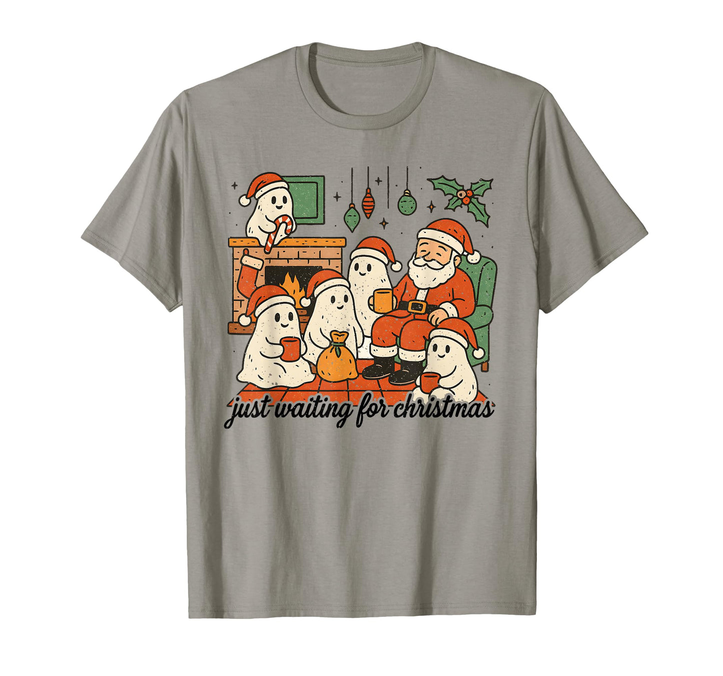 Just Waiting for Christmas, Santa Claus Ghost Christmas T-Shirt
