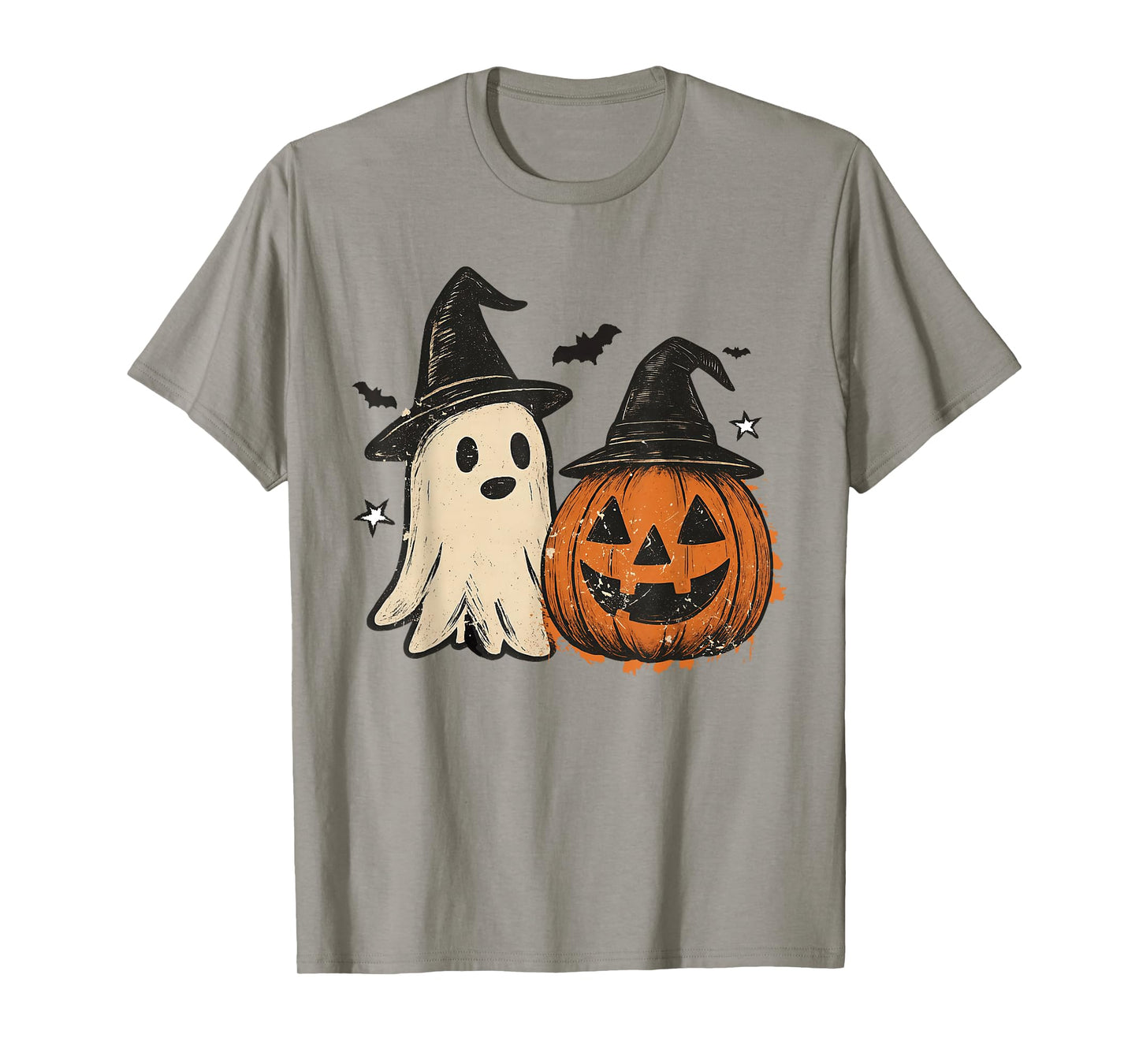 Cute Ghost Pumpkin Groovy Halloween Spooky Season Women T-Shirt
