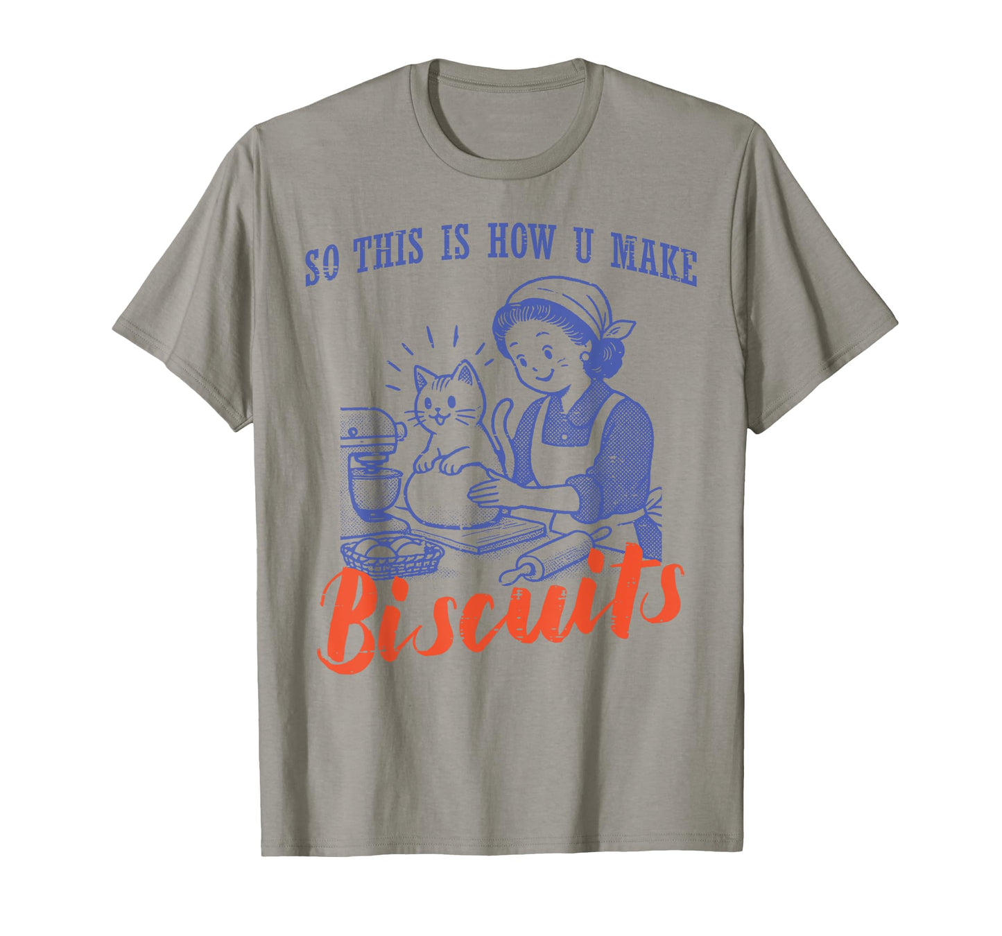 Cat This Is How You Make Biscuits Vintage Women Girls Kids T-Shirt