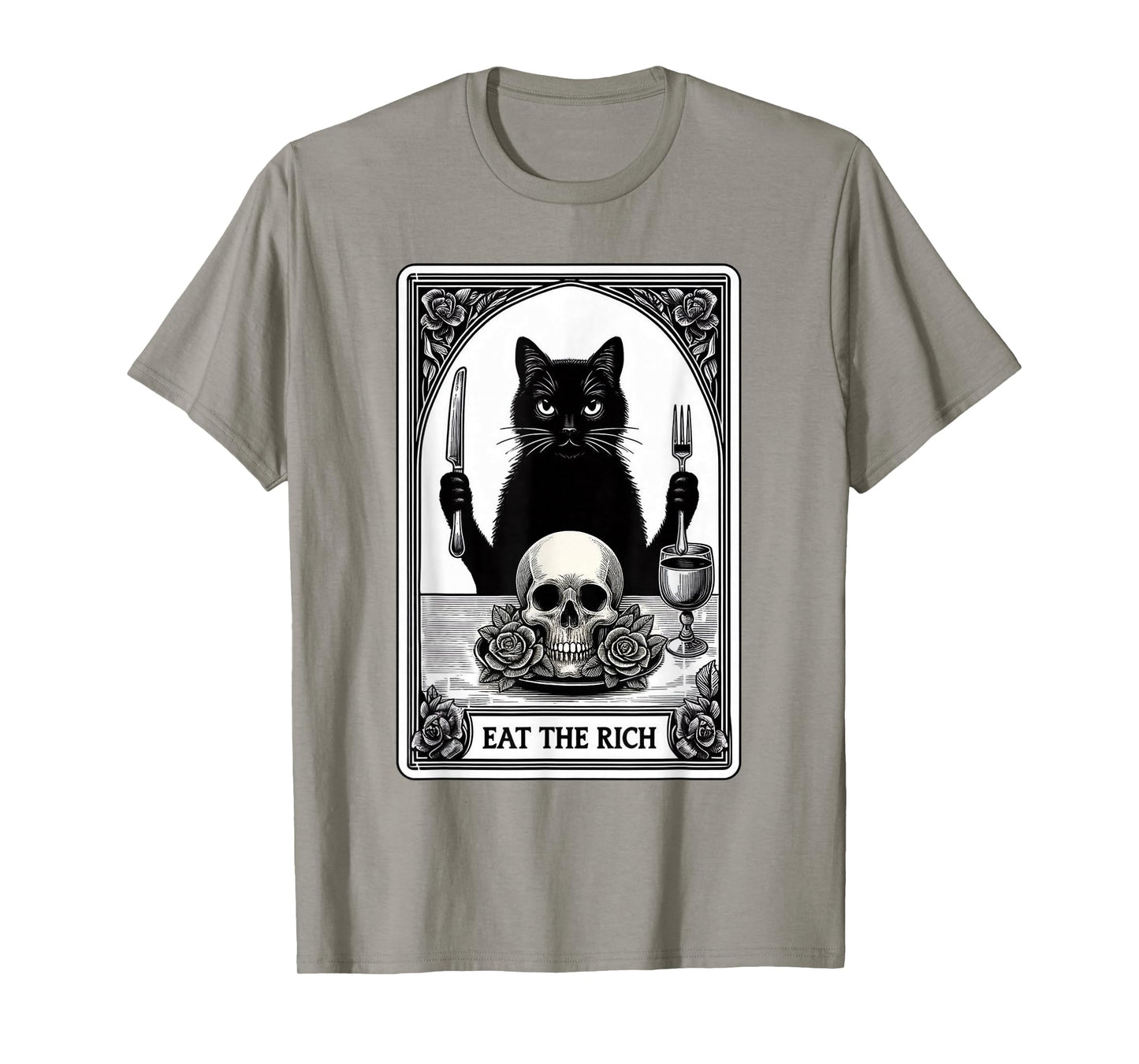 Cat Lover Black Cat Person Funny Eats The Rich Tarot Card T-Shirt