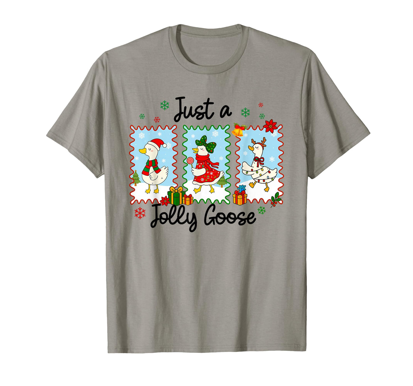 Cute Just A Merry Goose Christmas, Funny Xmas Men Women Kids T-Shirt