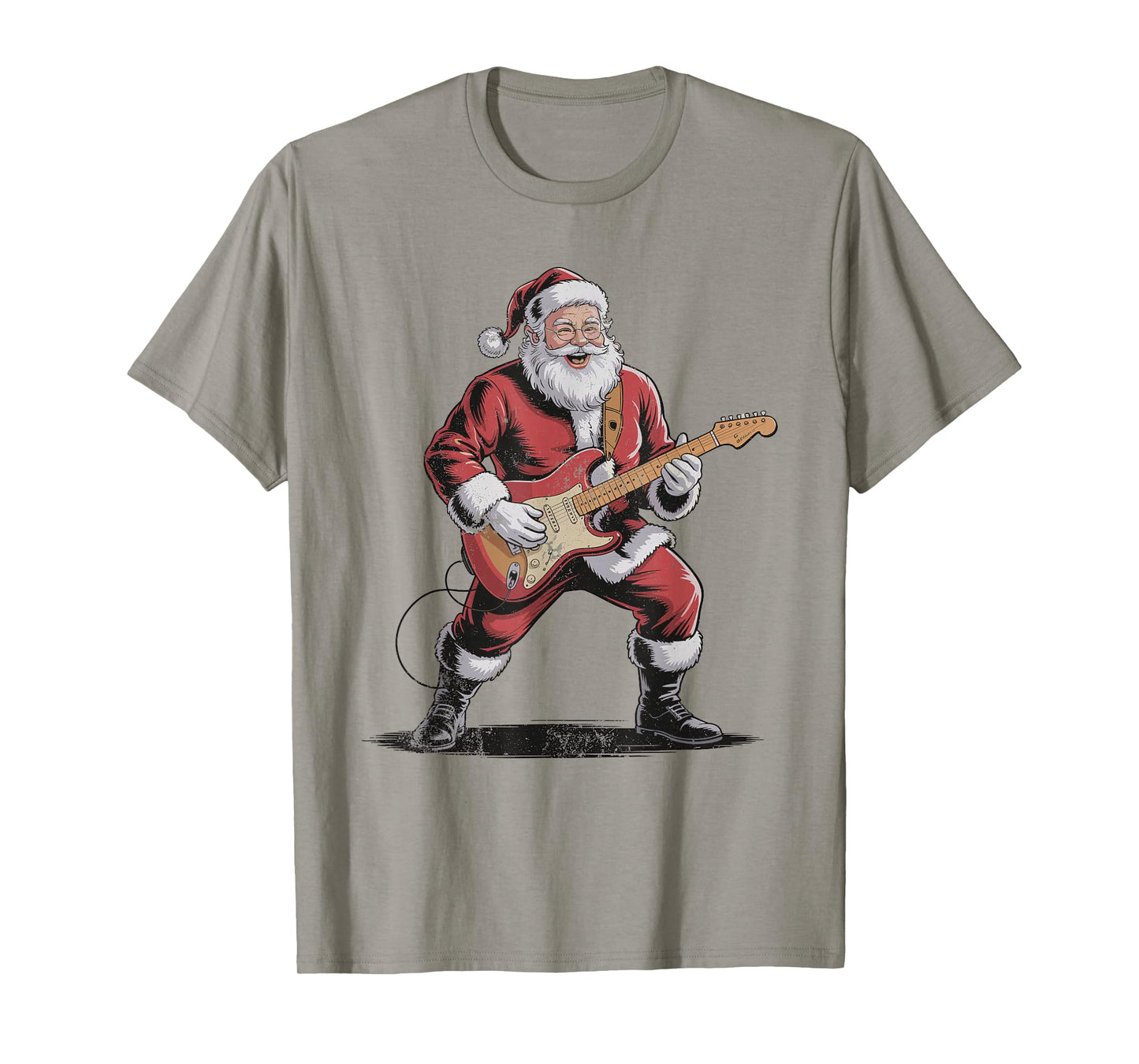 Vintage Santa Playing Electric Guitar Retro 90s Chrismas T-Shirt