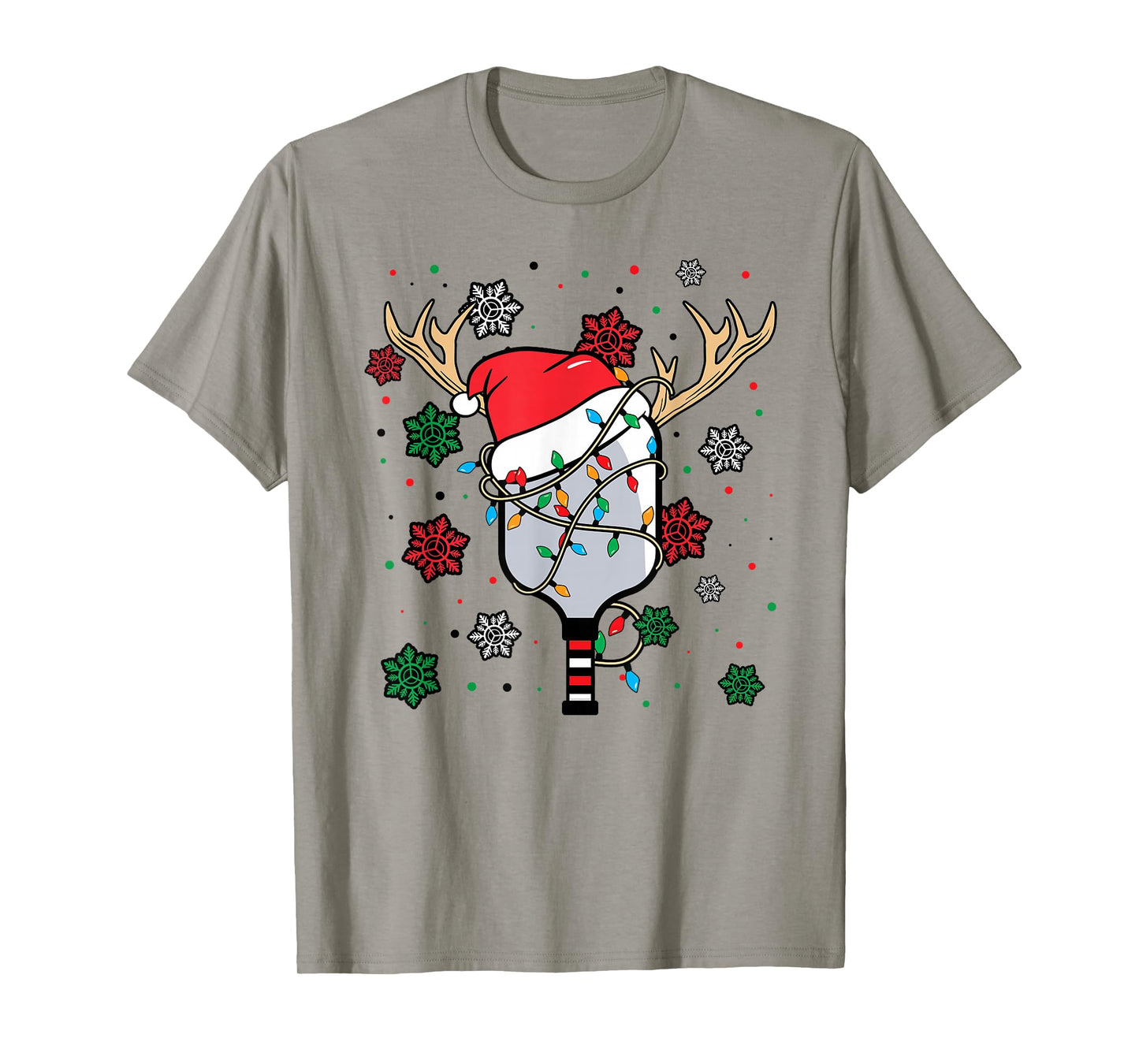 Christmas Pickleball Paddle Reindeer Santa Hat Xmas Costume T-Shirt