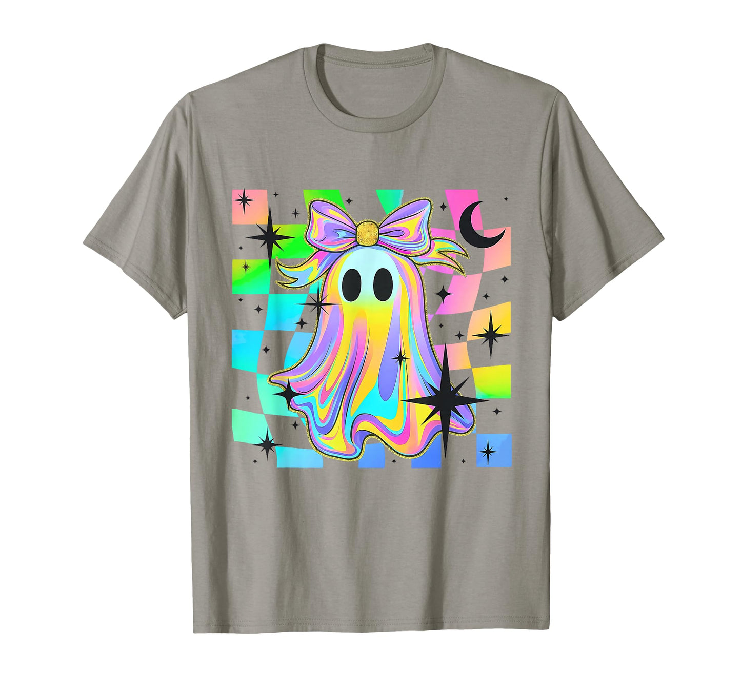 Pastel Galaxy Ghost Halloween Girl Kids Ghost Coquette Bow T-Shirt