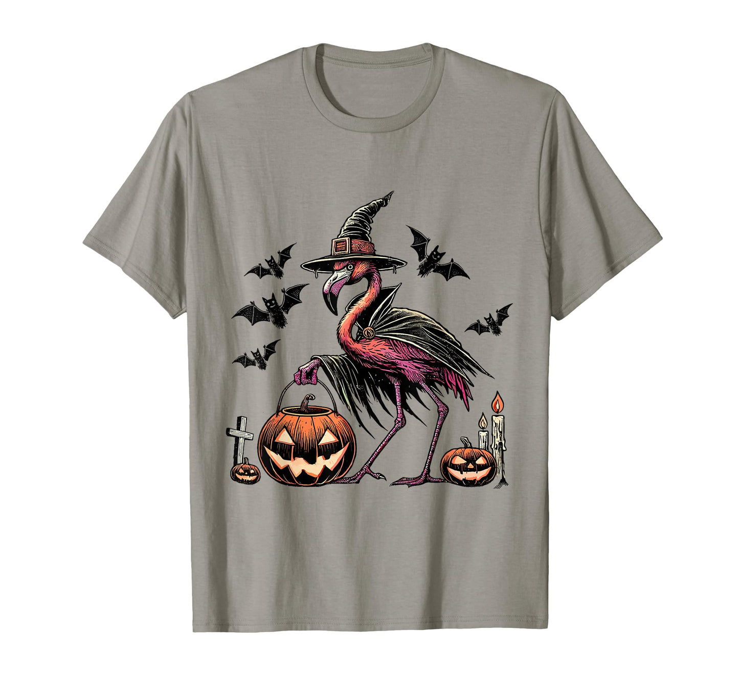 Halloween Flamingo Witch Funny Spooky Flamingo Costume Tee T-Shirt