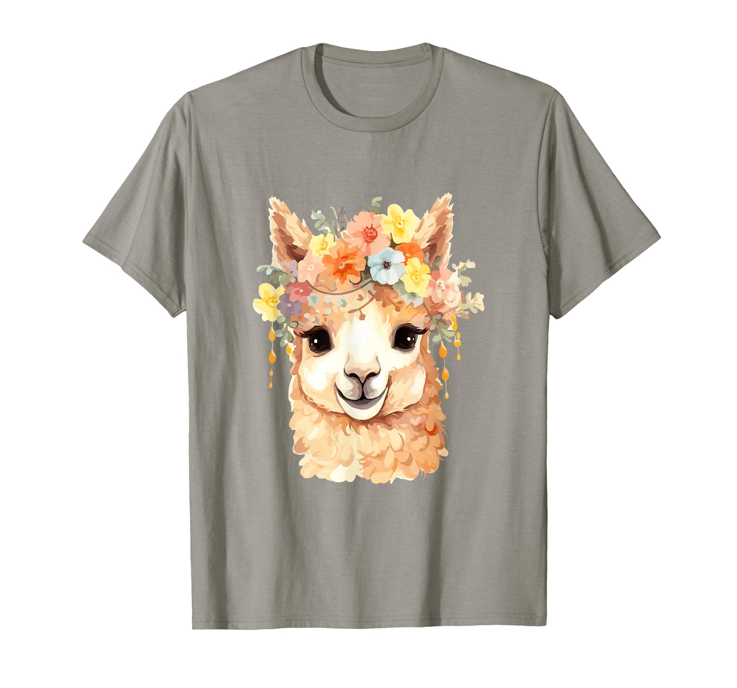 Alpaca with flowers, cute alpaca and llama T-Shirt