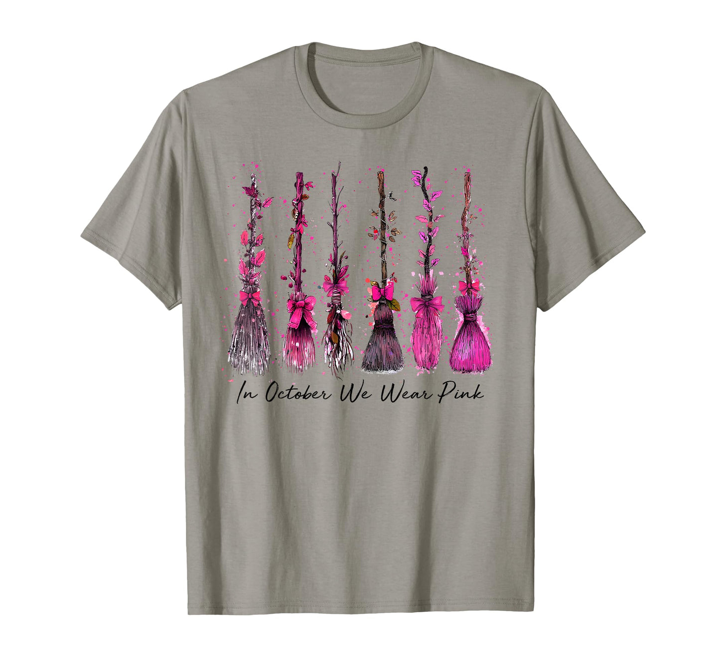 in October We Wear Pink Witches Breast Cancer Halloween Kids T-Shirt
