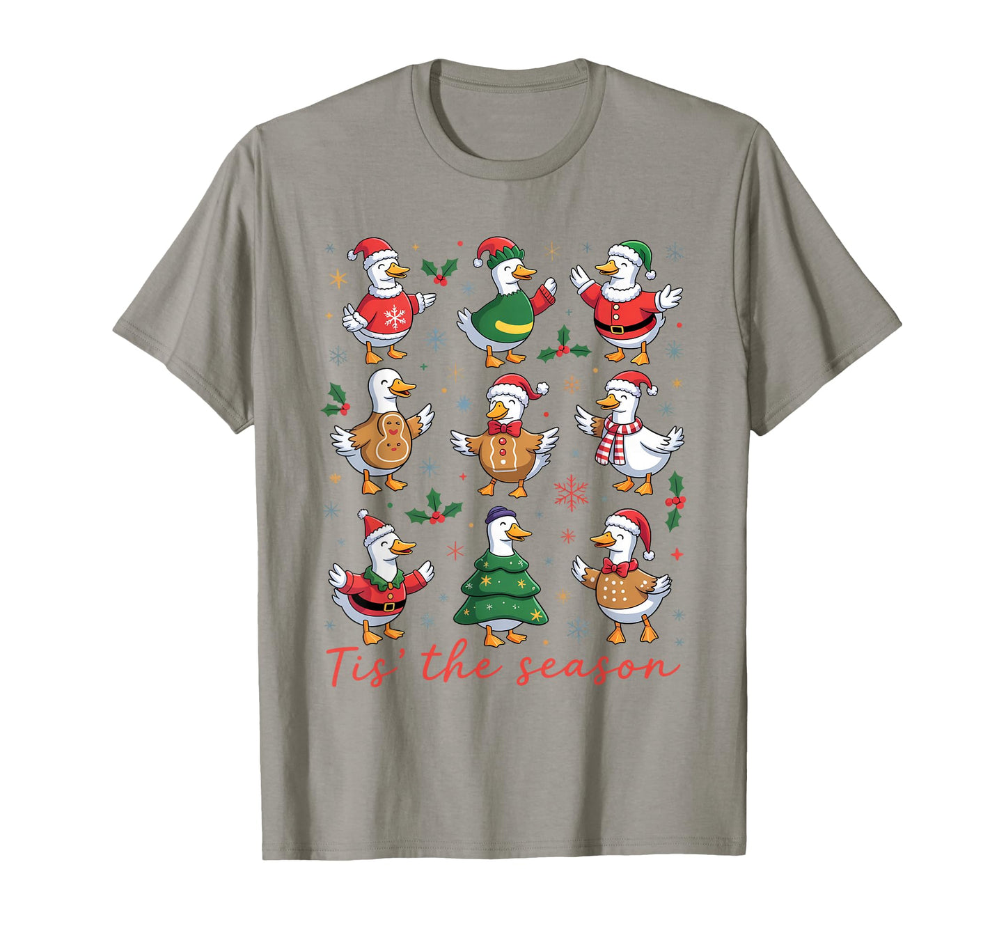 Retro Silly Goose Santa Cute Merry Christmas Tis The Season T-Shirt