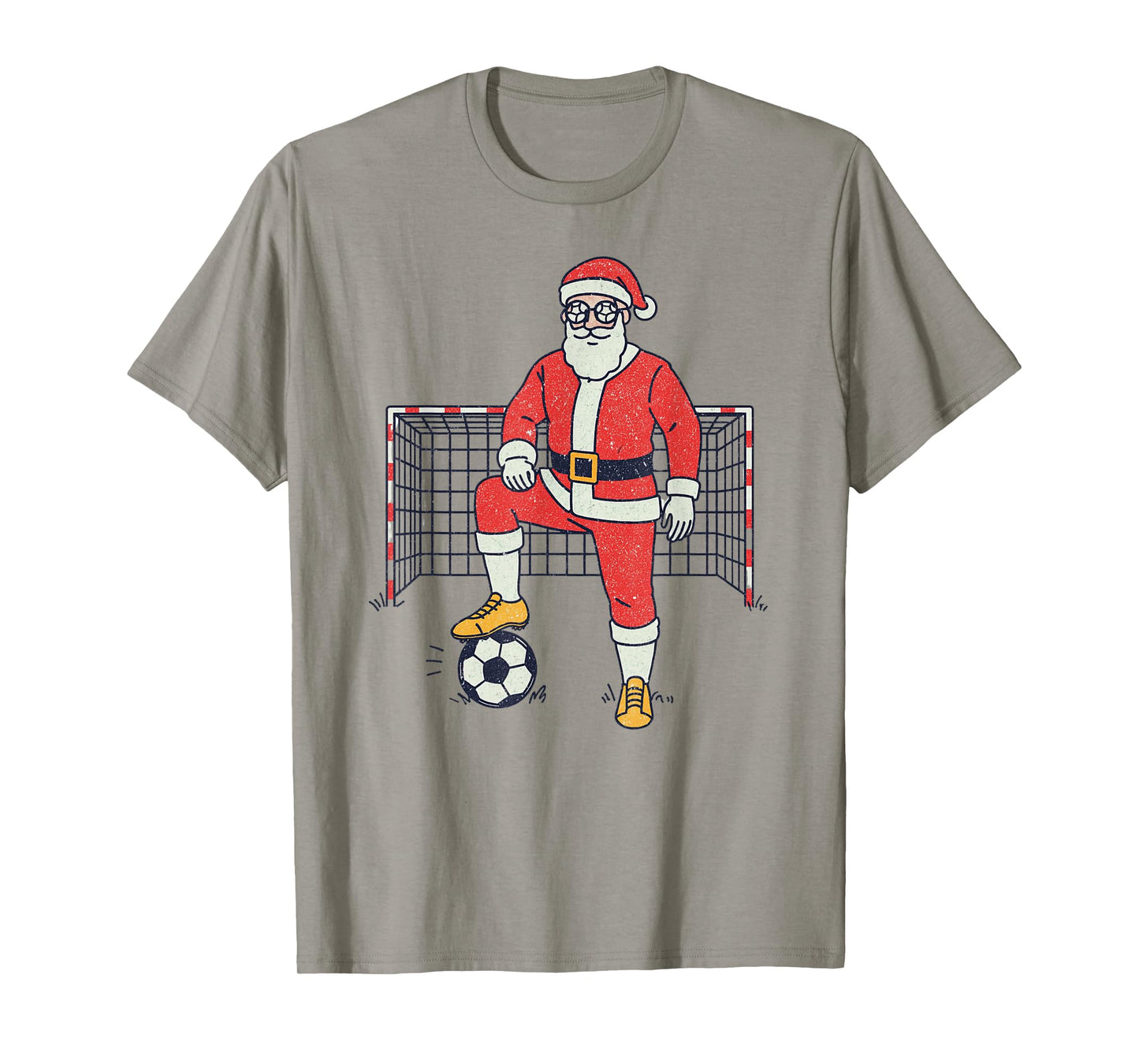 Santa Playing Soccer Christmas Vintage Funny Xmas Holiday T-Shirt