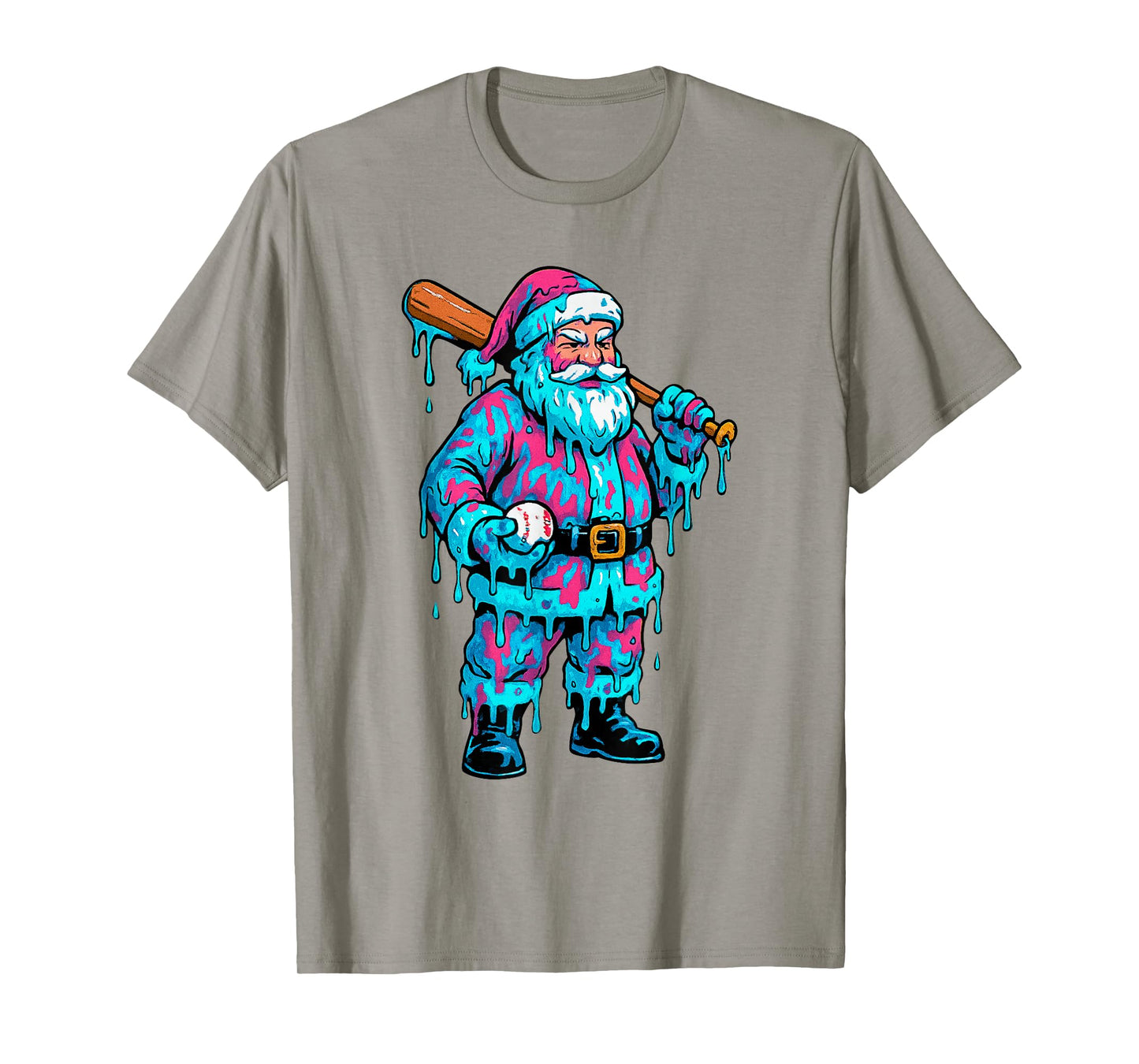 Funny Christmas Santa Ice Cream Drip Baseball Boys Youth T-Shirt