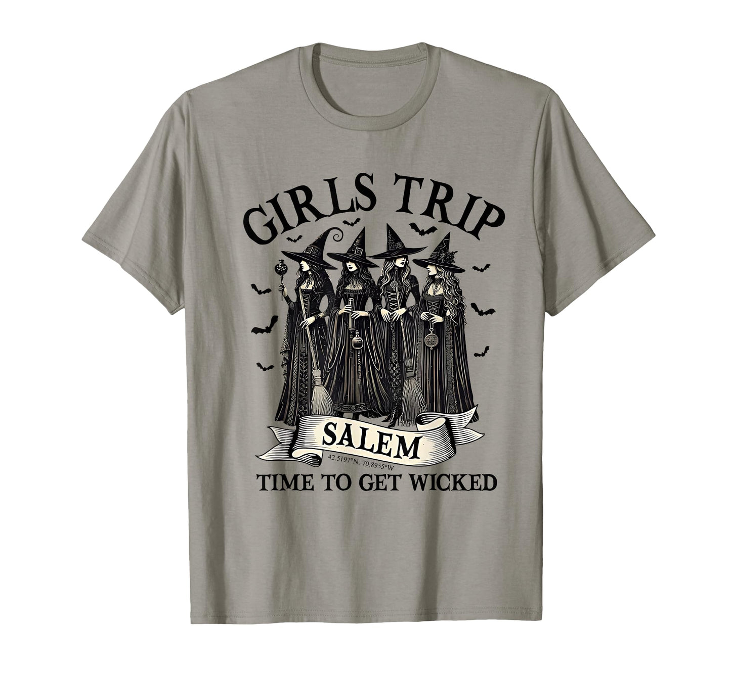 Retro Girls Trip Halloween Salem Witch Time to Get Wicked T-Shirt