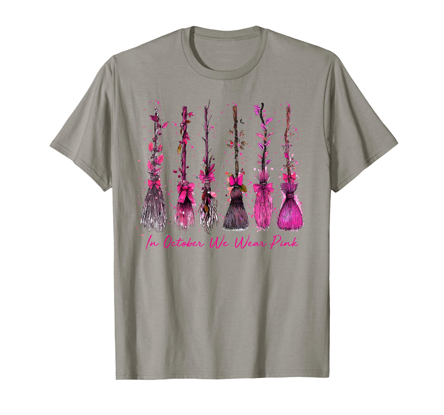 in October We Wear Pink Witches Breast Cancer Halloween Kids T-Shirt