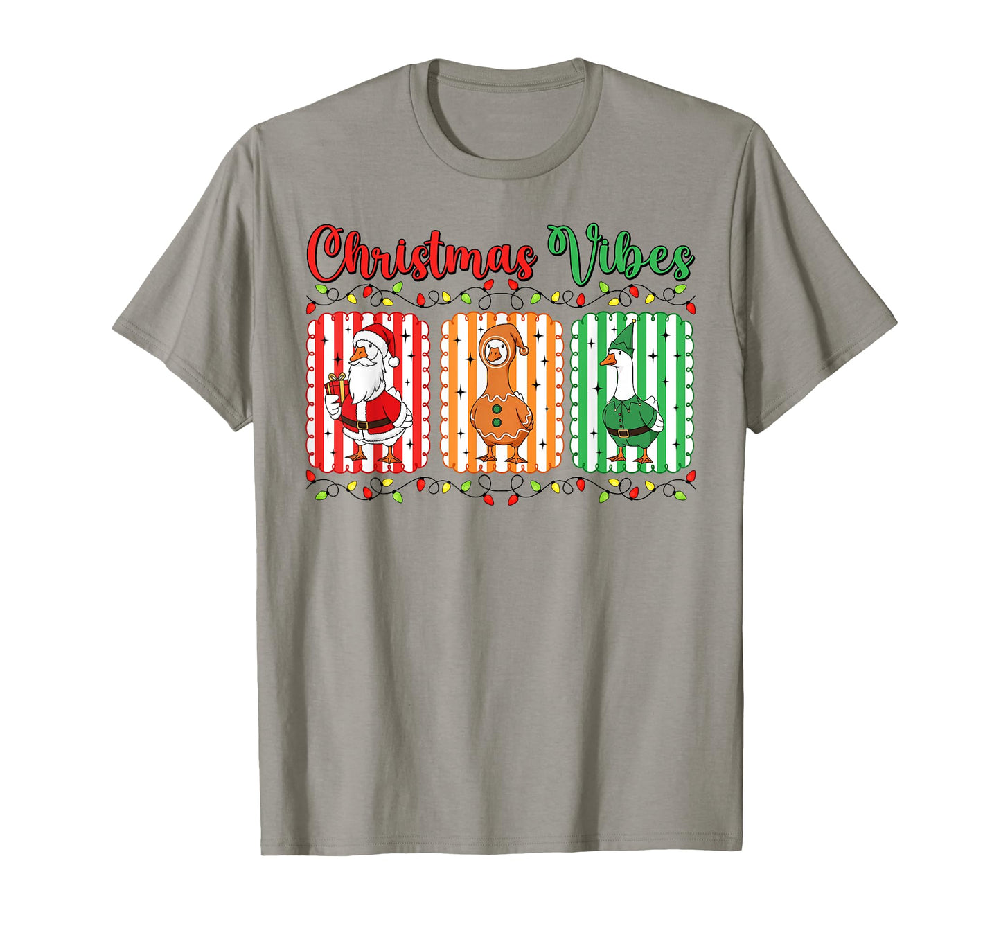 Funny Christmas Vibes Goose Santa Elf Xmas Festive Holiday T-Shirt