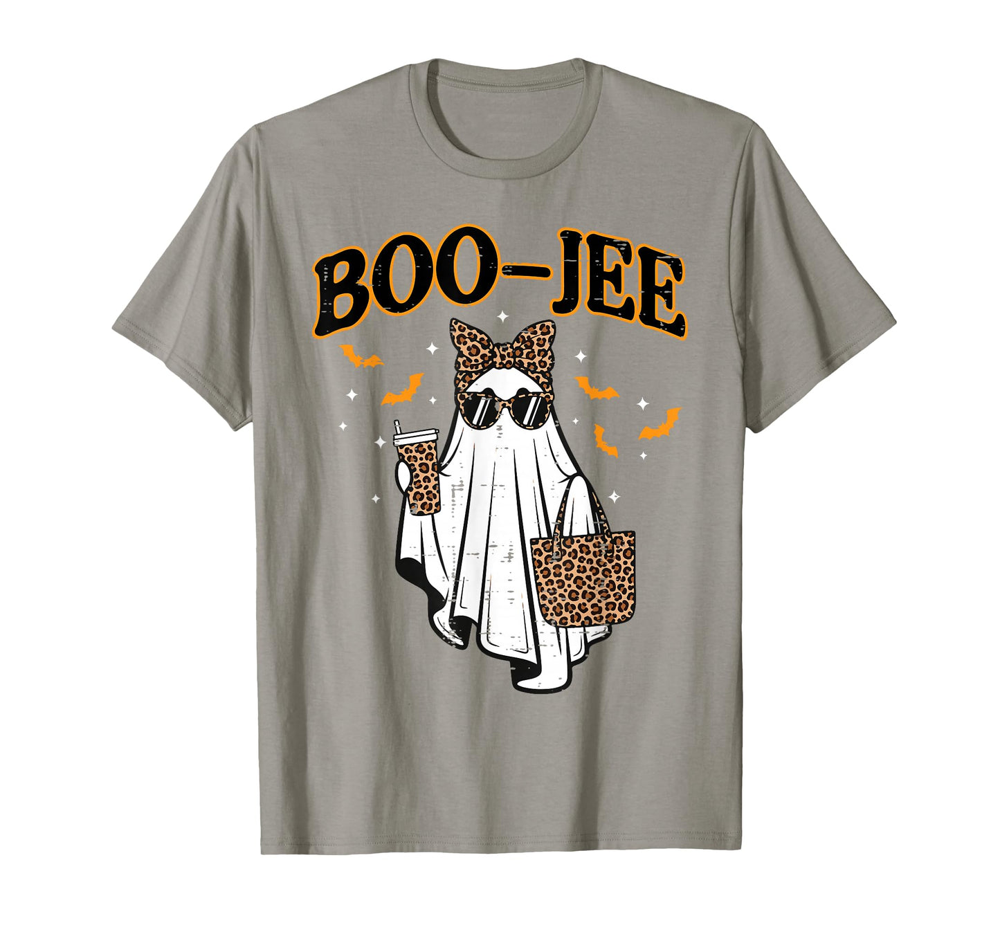 Boojee Coquette Leopard Ghost Coffee Halloween Girls Women T-Shirt