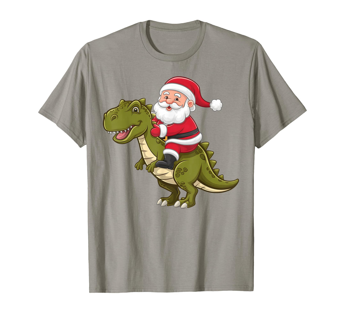 Christmas Santa Riding Dinosaur Cute Xmas Graphic Boys Kids T-Shirt