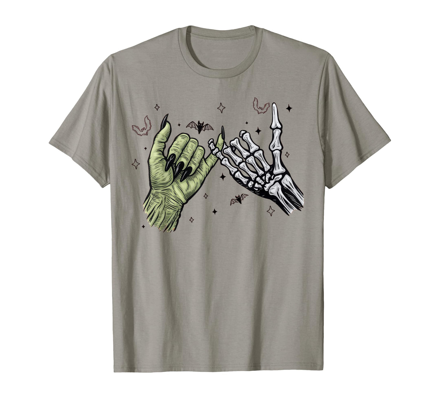 Halloween Witch Hand and Skeleton Hand Lock pinkies T-Shirt