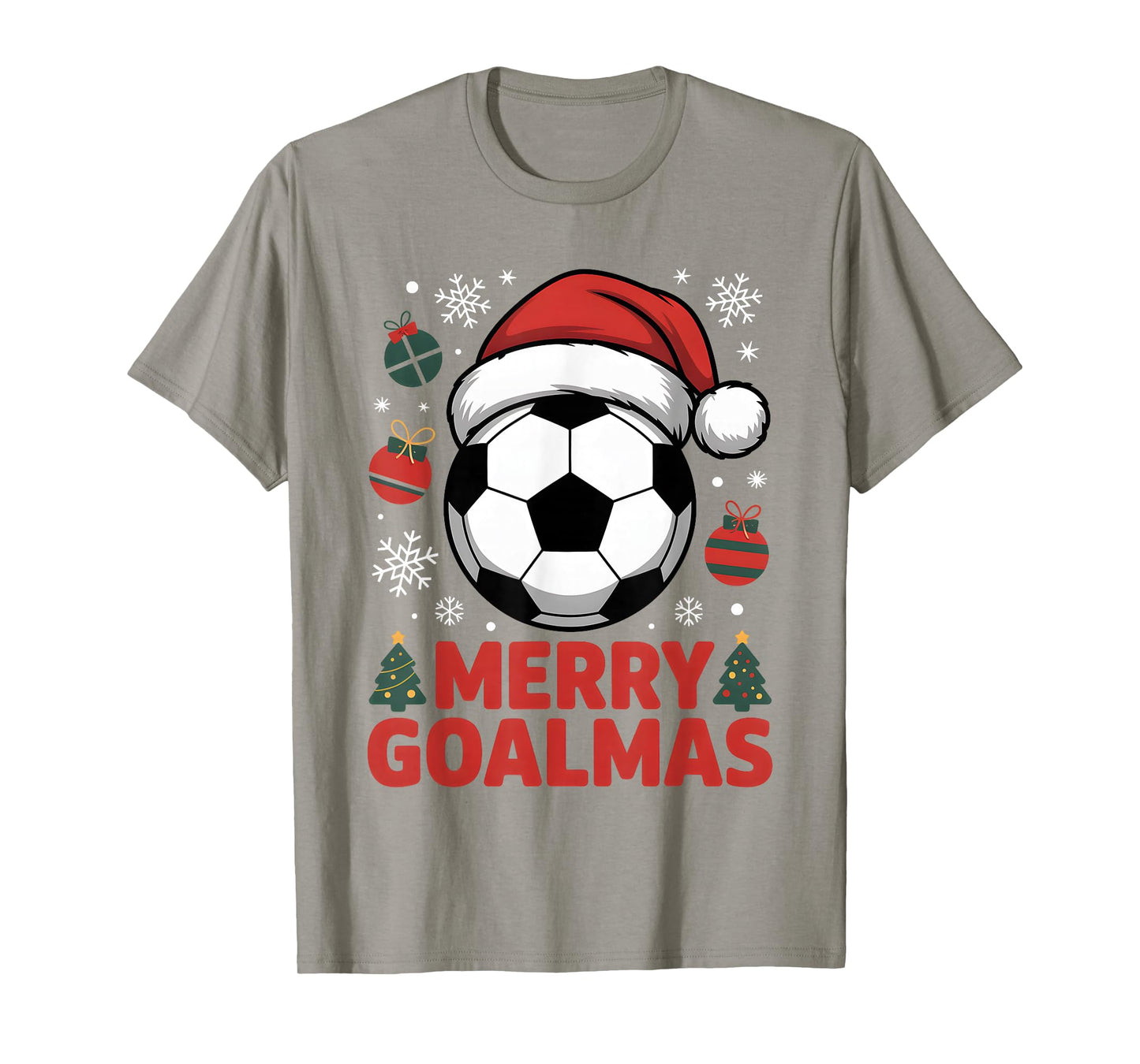 Merry Goalmas Christmas Santa Soccer Ball Graphic Kids Boys T-Shirt