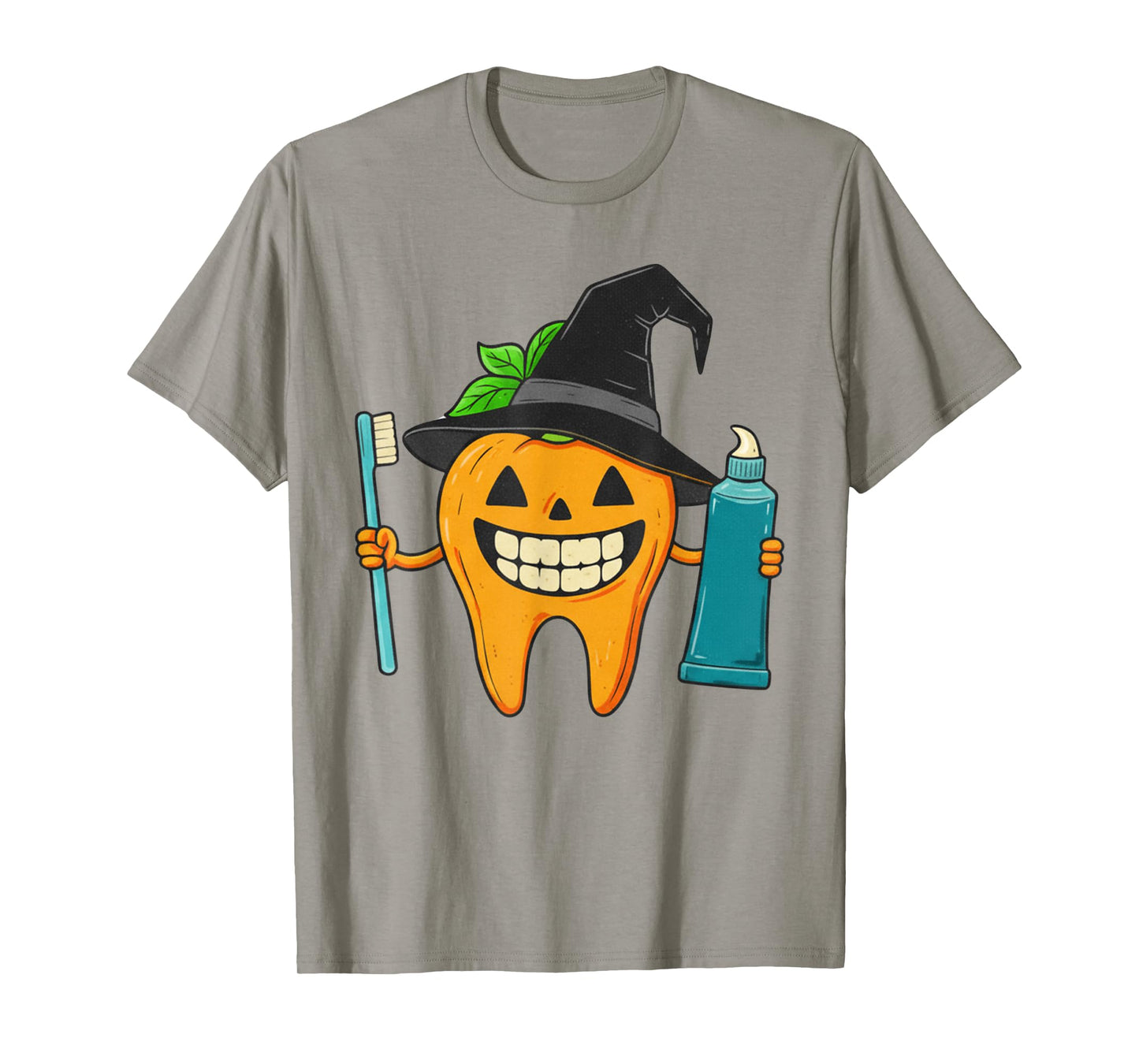 Funny Dental Halloween Pumpkin Tooth with Witch Hat T-Shirt