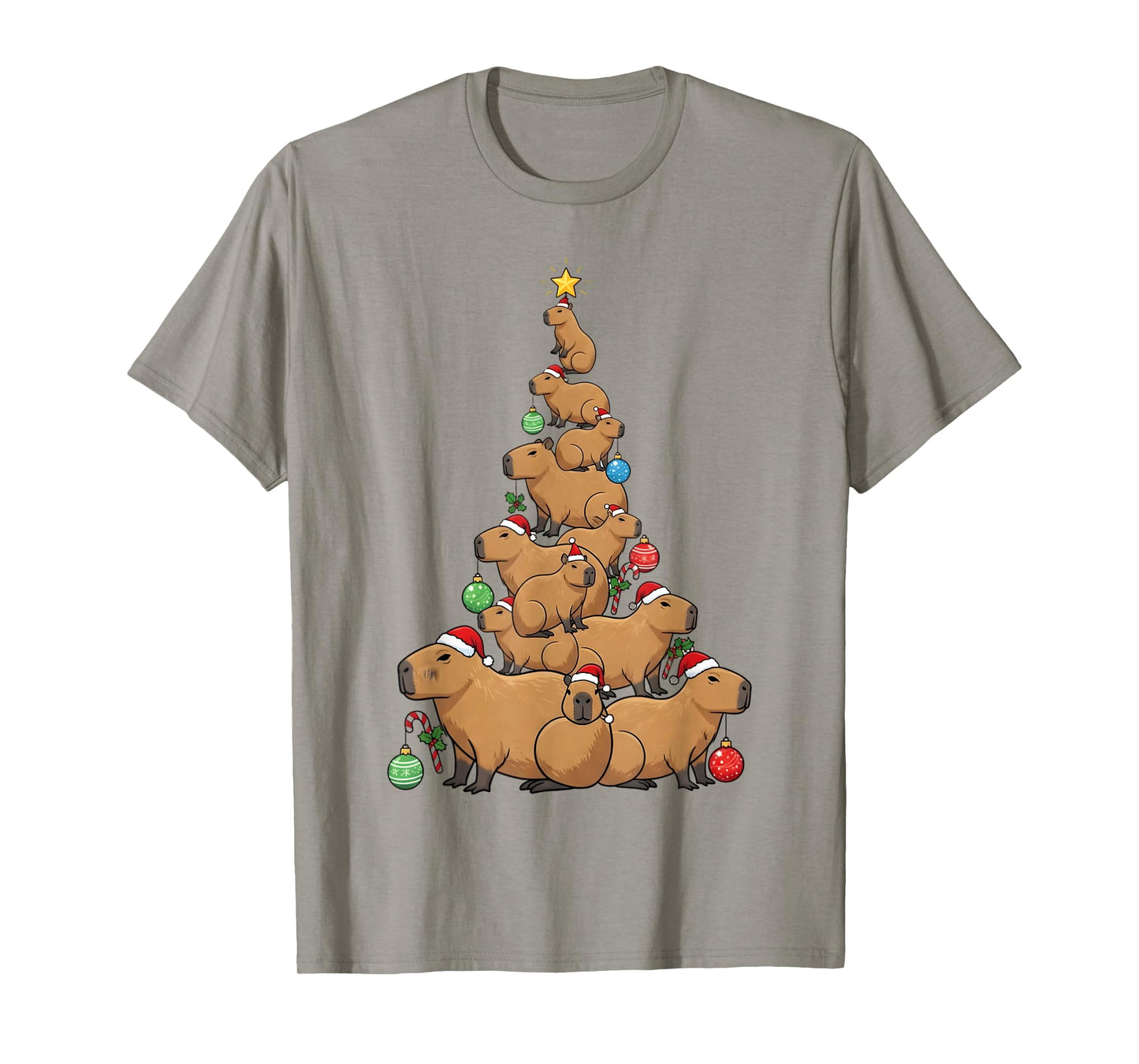 Cute Capybara Lovers Christmas Tree Santa Xmas Boys Kids Men T-Shirt