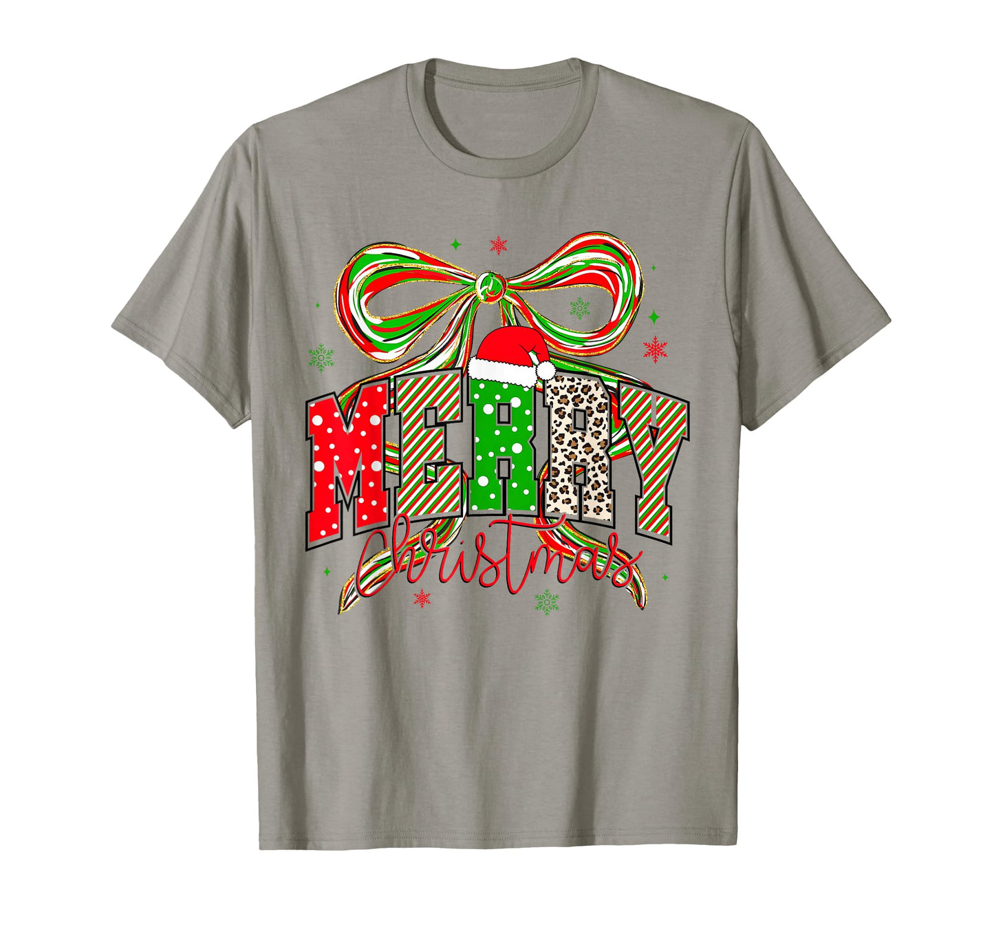Coquette Bow Pink Christmas Tree Merry Xmas Girl Women T-Shirt