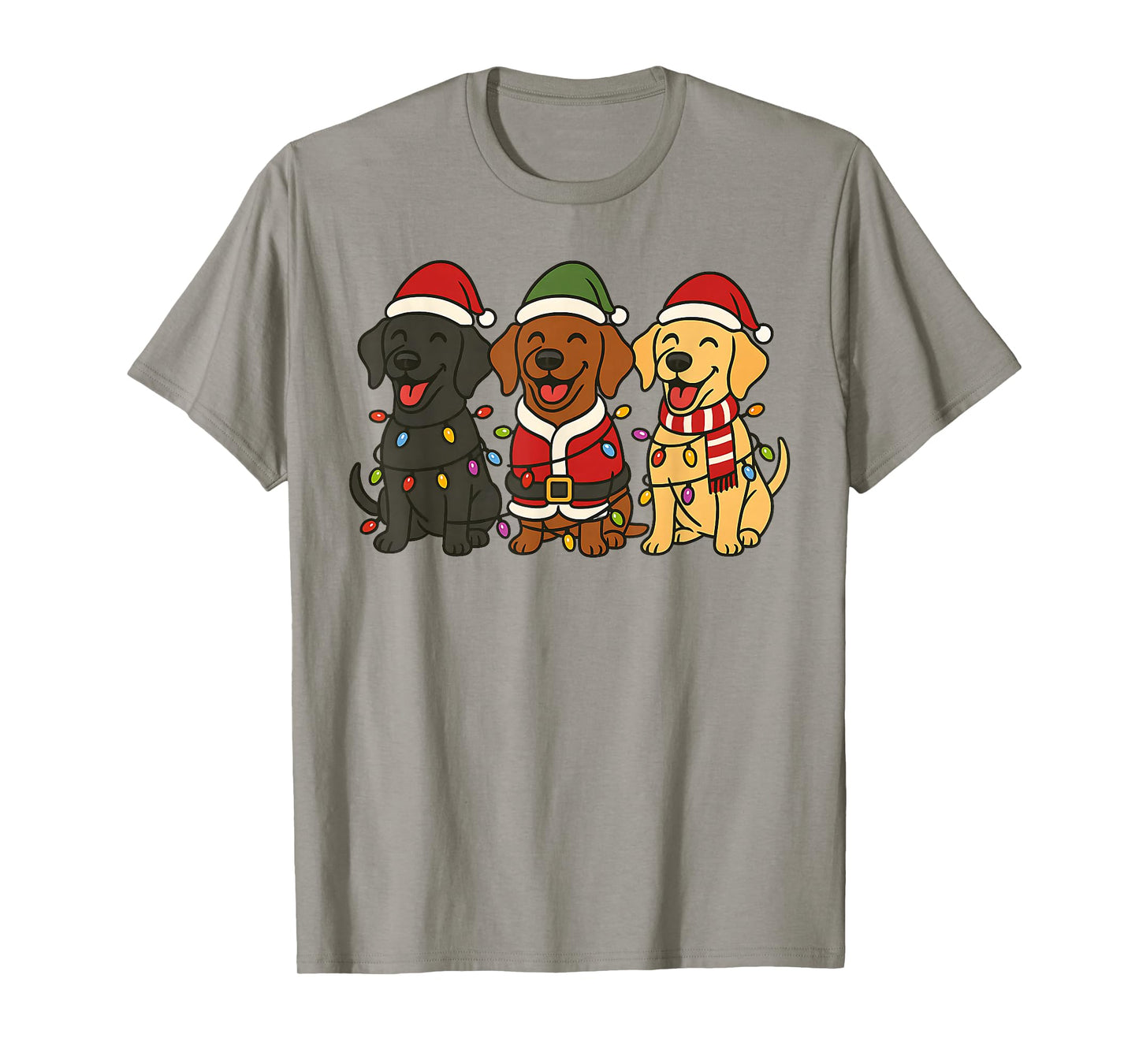Cute Labrador Dogs Christmas Lights Santa Holiday Fun T-Shirt