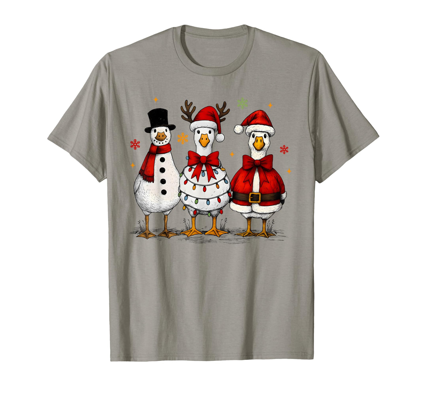 Funny Christmas Goose Santa Reindeer Snowman Men Women Kids T-Shirt