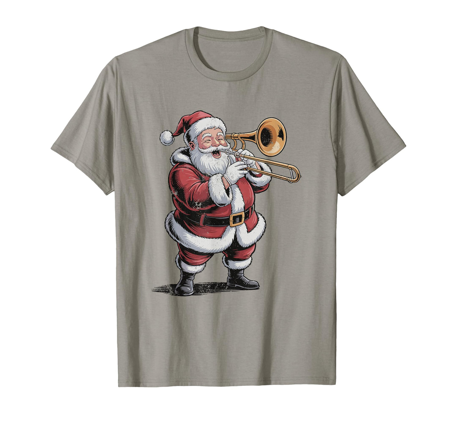 Vintage Santa Playing Trombone Retro 90s Chrismas Holiday T-Shirt