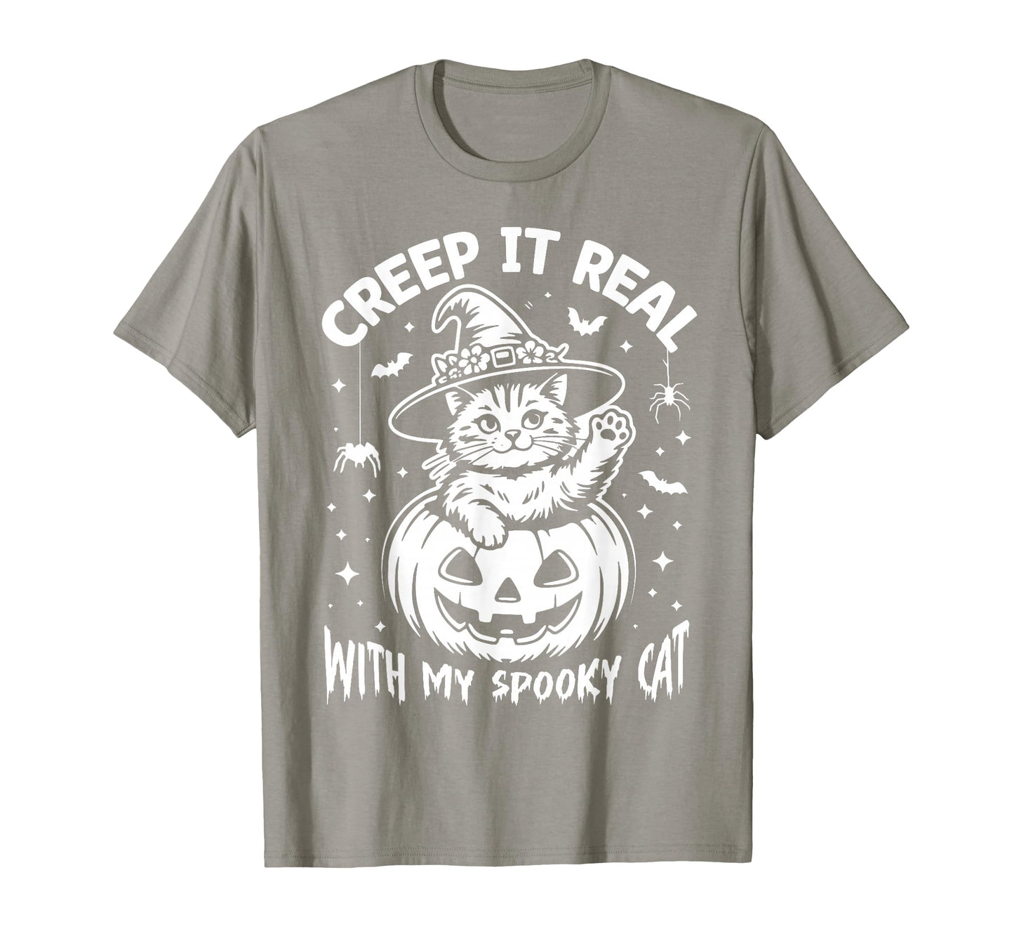 Halloween Pumpkin Creep It Real with My Spooky Cat Witch Hat T-Shirt