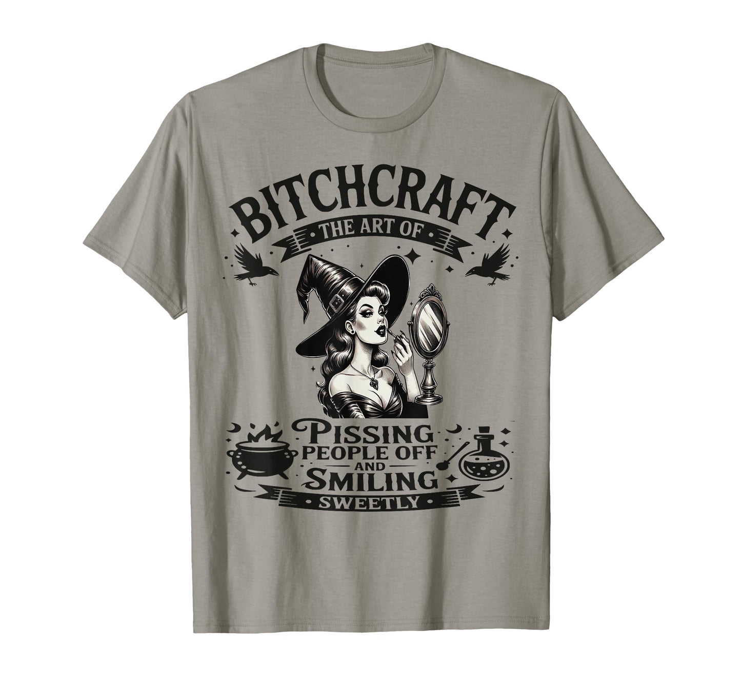 Halloween Vintage Witch Bitchcraft Pin Up Girl Funny T-Shirt