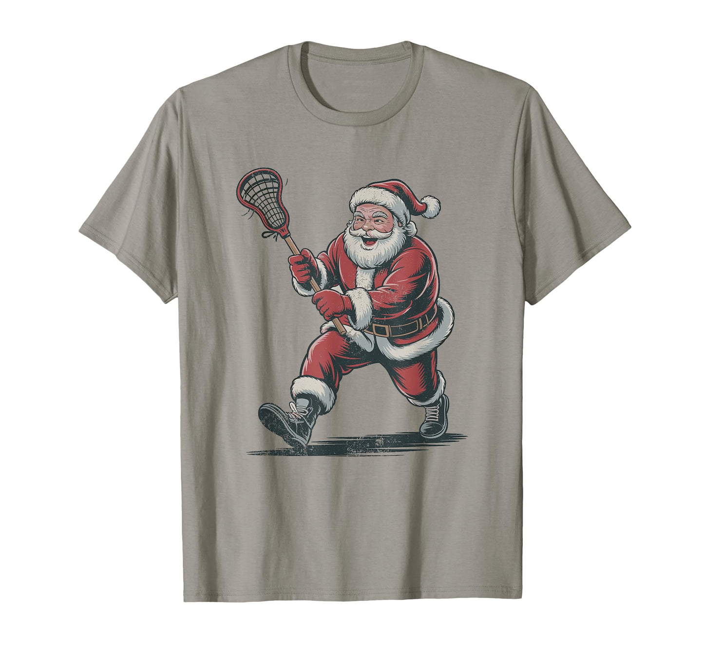 Santa Playing Lacrosse Christmas Retro Vintage 90s Holiday T-Shirt