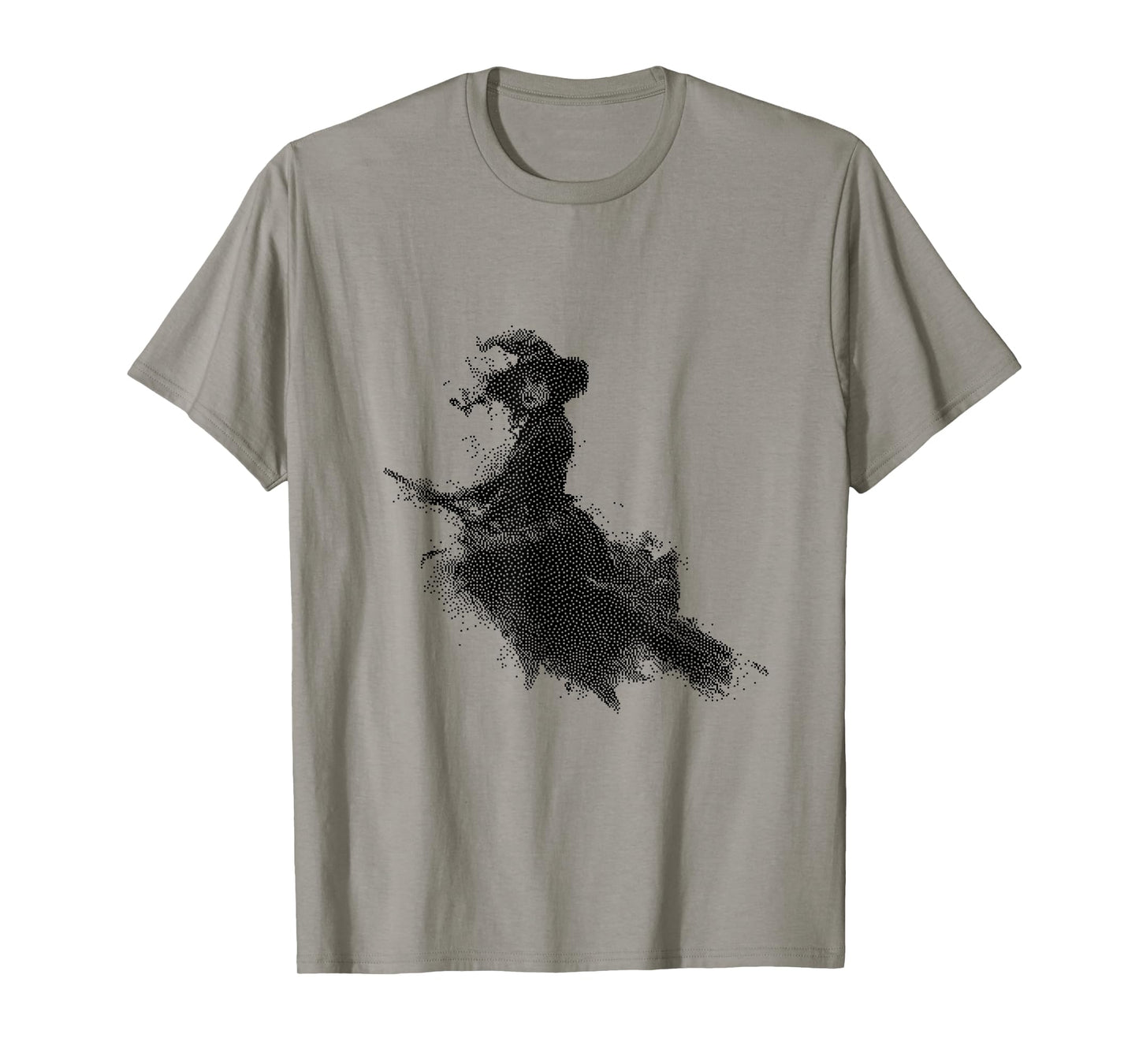 Spooky Witch Riding Broom Halloween Art T-Shirt
