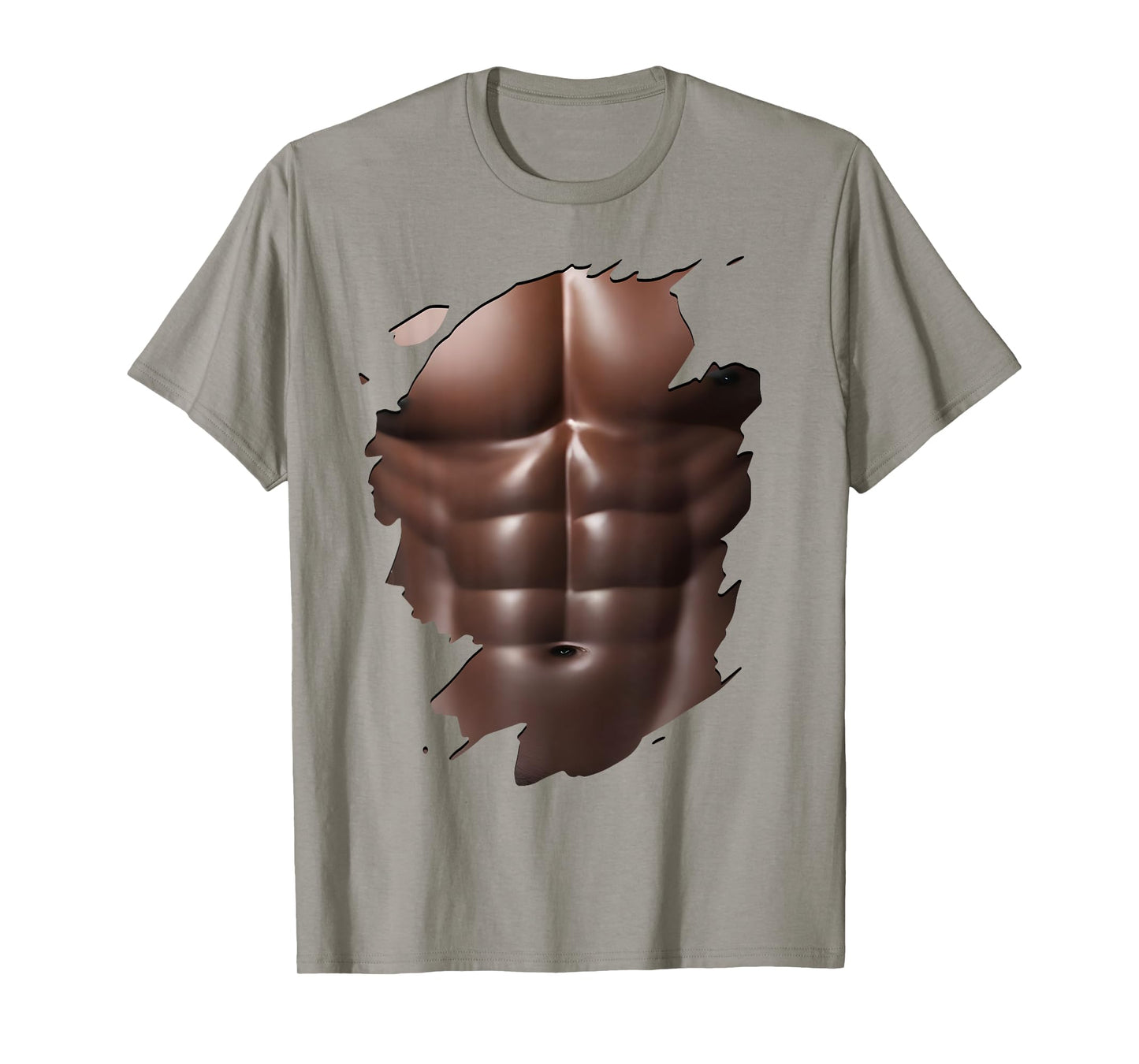 Funny Six Pack Abs Black Men's Body Print Graphic Tee T-Shirt