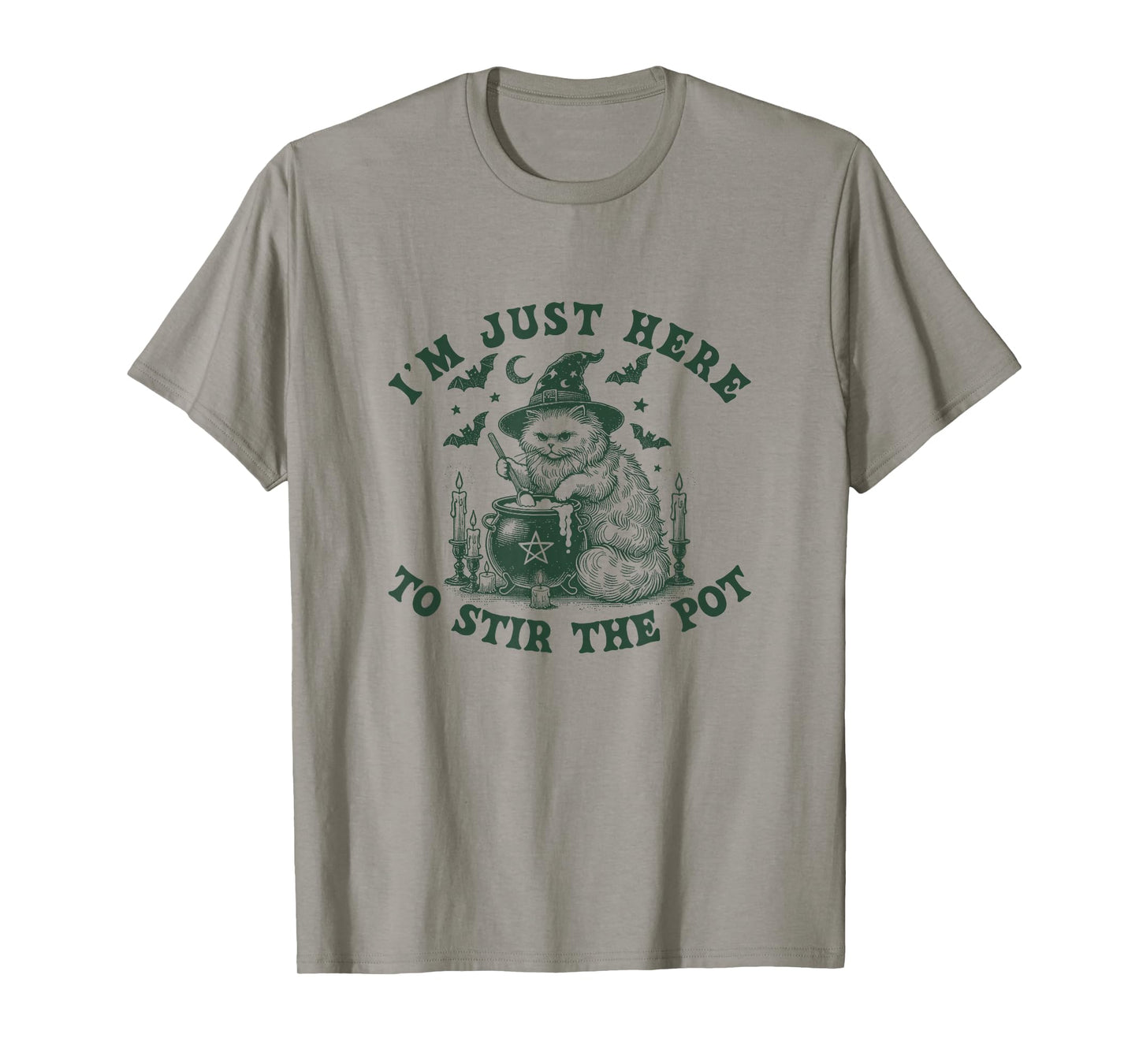 I’m Just Here to Stir The Pot Cat Witch Halloween T-Shirt