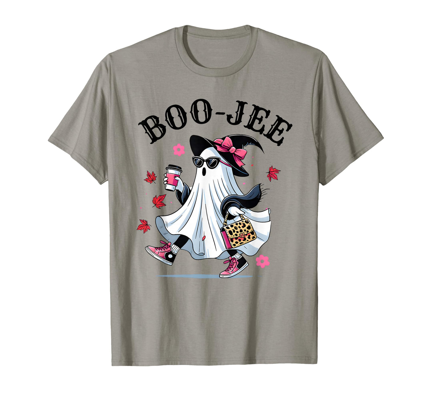 Coquette Leopard Ghost Coffee Boo-JEE Halloween Boujee Ghost T-Shirt