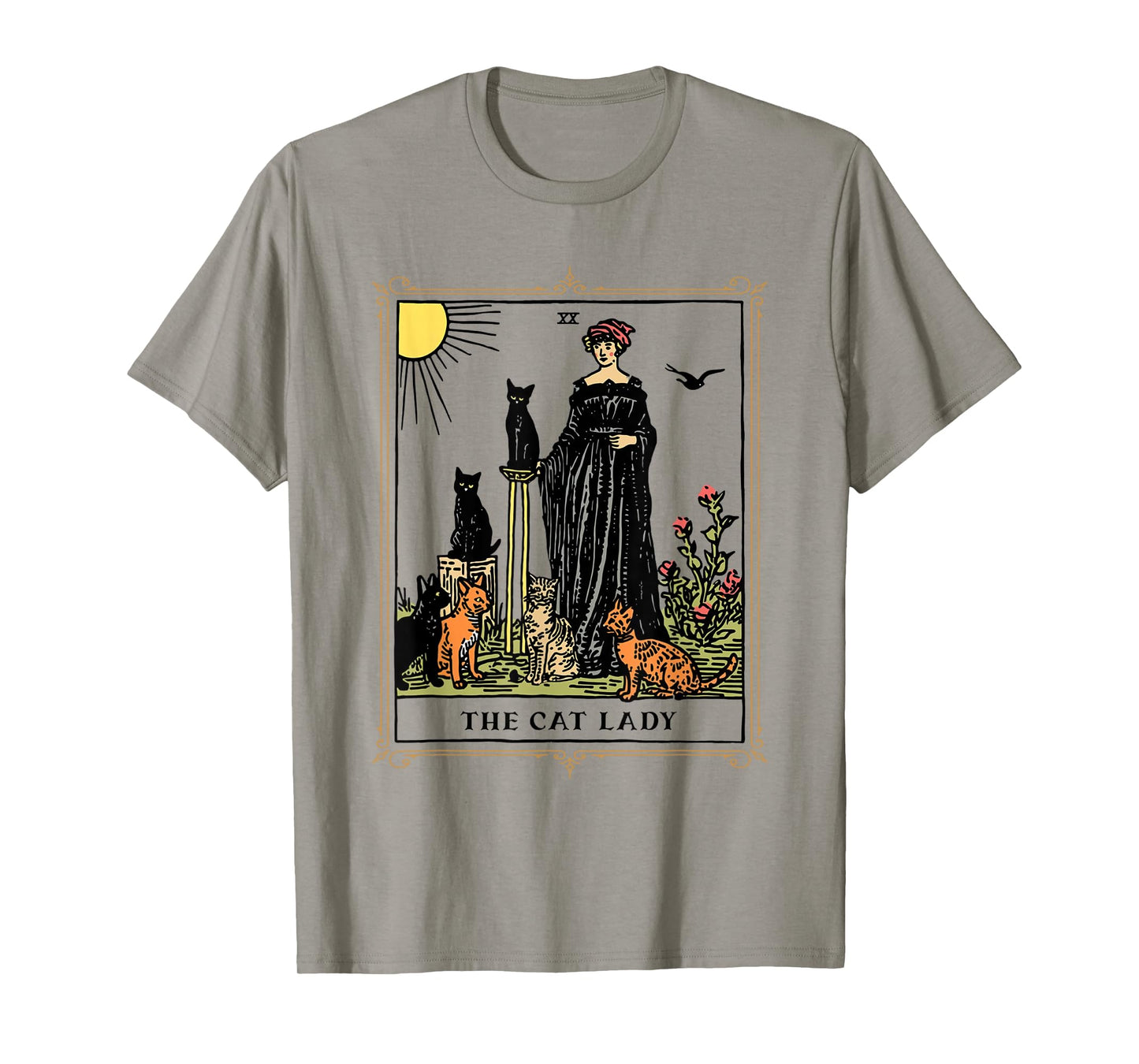 The Cat Lady Tarot Card, Vintage Gothic Cat Women Cat Mom T-Shirt