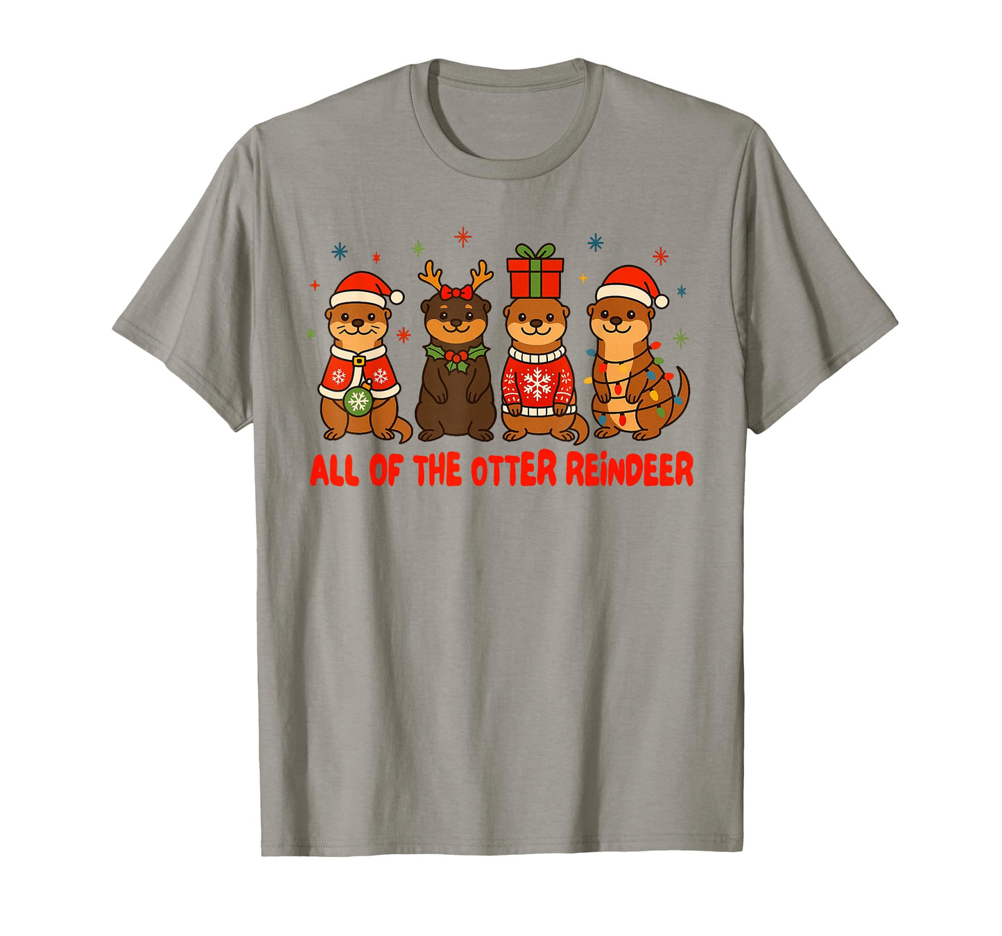 Christmas Xmas Vibes Otter Lover All of The Otter Reindeer T-Shirt