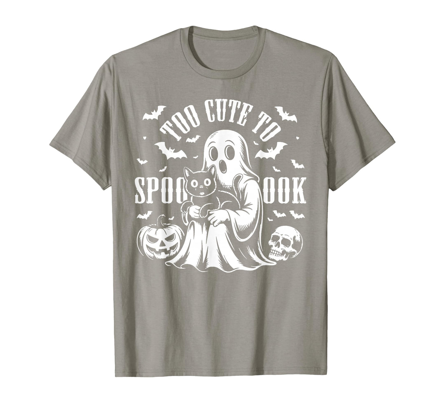 Too Cute to Spook Pet Funny Spooky Halloween Boo Ghost Cat T-Shirt