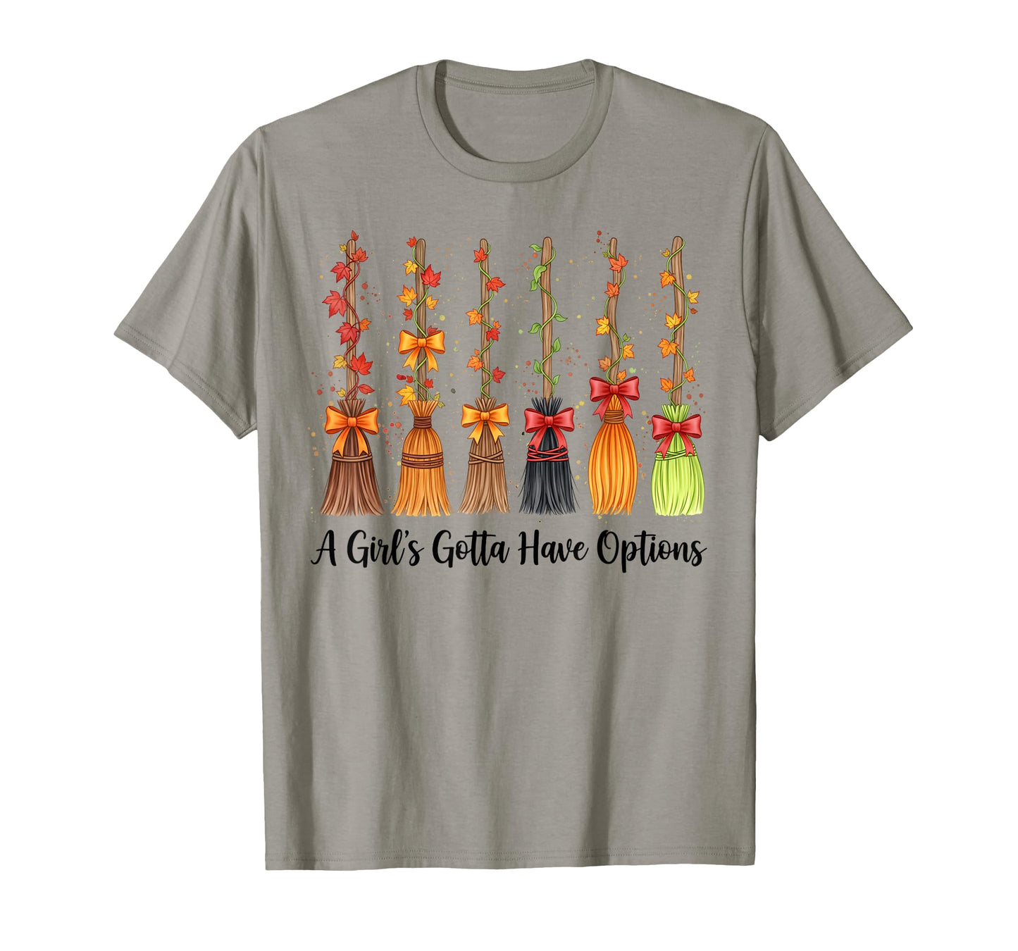 Halloween Coquette Witch Brooms A Girl's Gotta Have Options T-Shirt