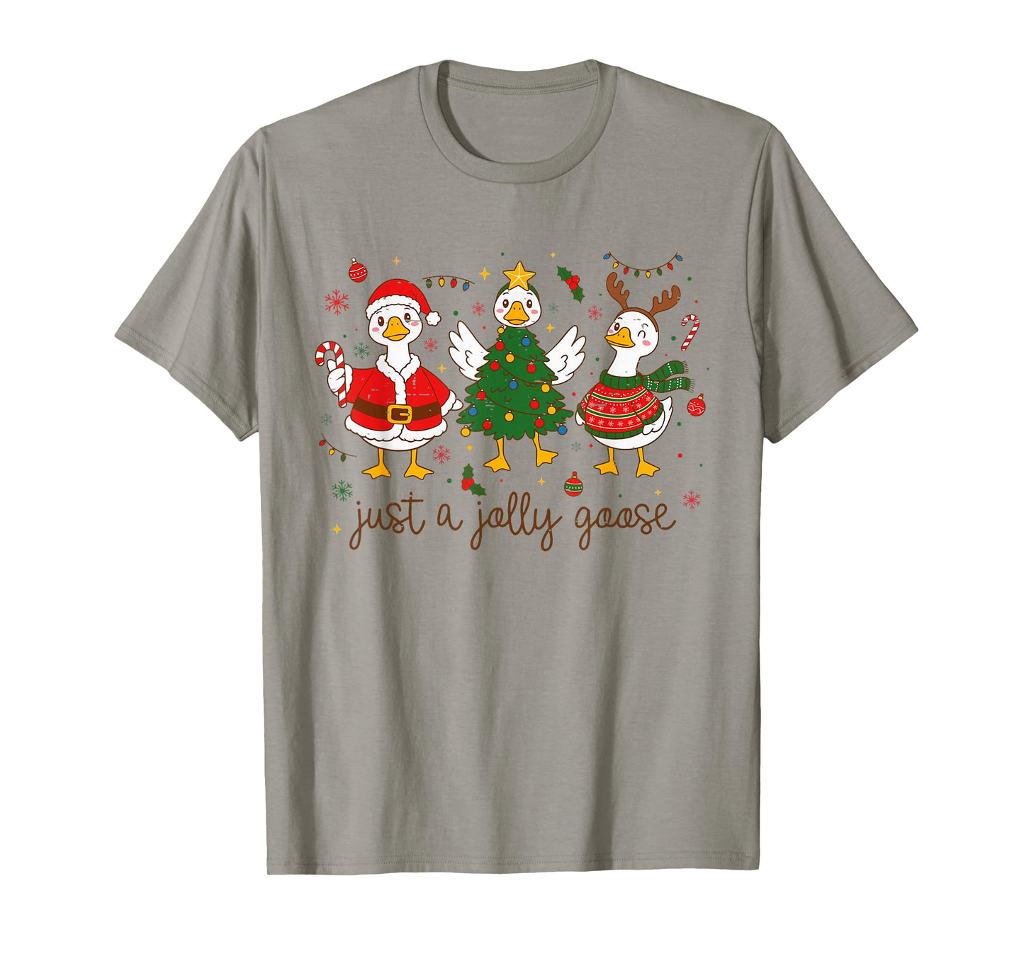 Retro Funny Xmas Just A Jolly Goose Santa Christmas Tree T-Shirt