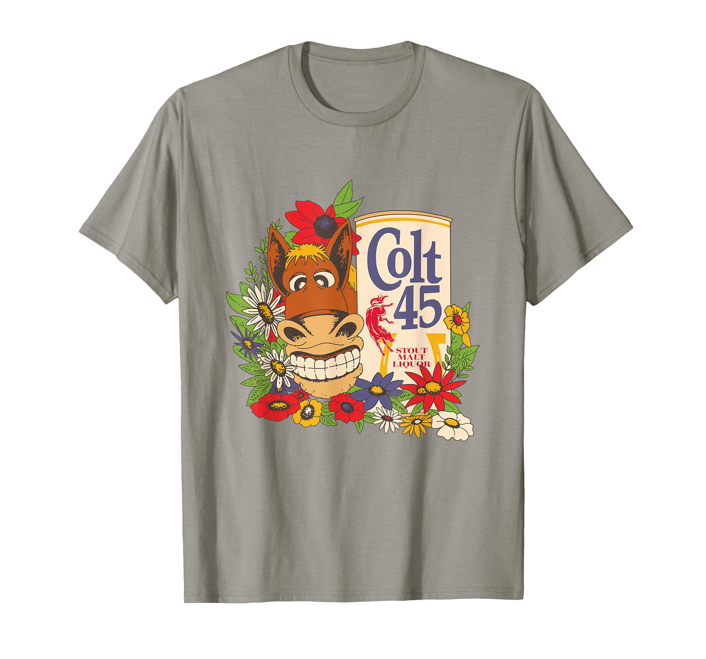 Licensed Vintage Colt 45 Beer Donkey Floral T-Shirt