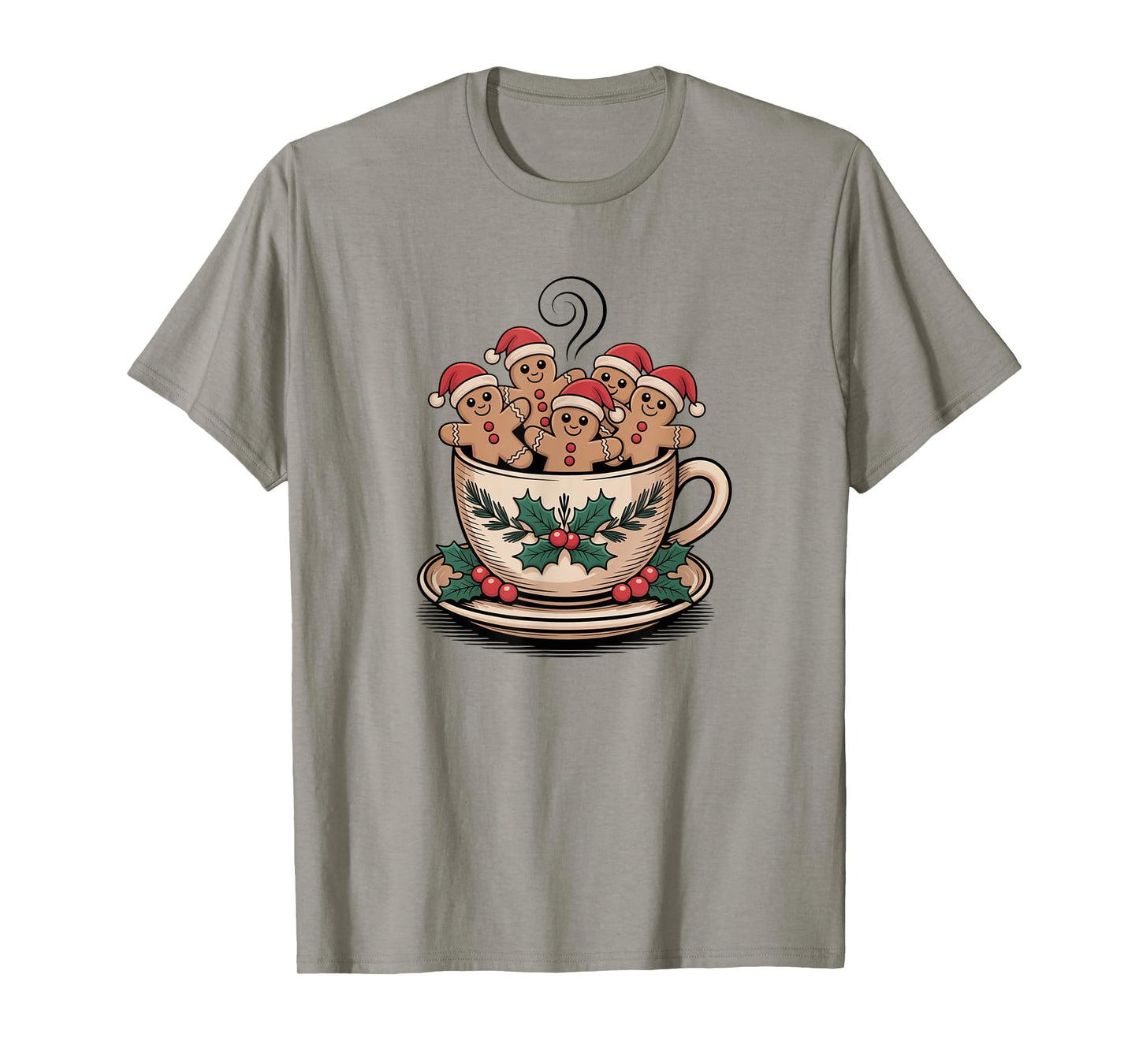 Gingerbread Men Santa Hats Christmas Coffee Cup with Holy T-Shirt